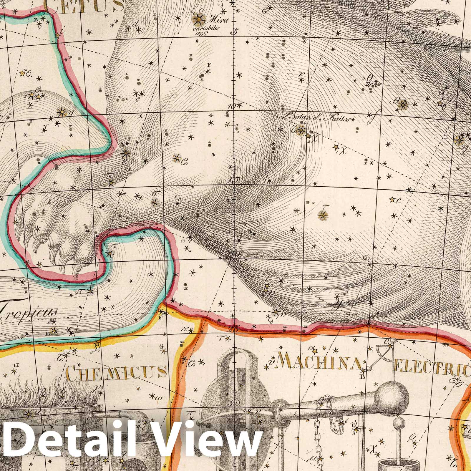 Cetus - Celestial Map, 1801 - Historical Star Chart Print