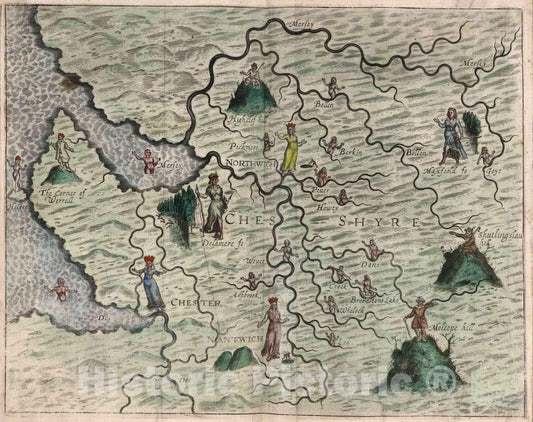 Historic Map : (Ches Shyre.), 1622 - Vintage Wall Art