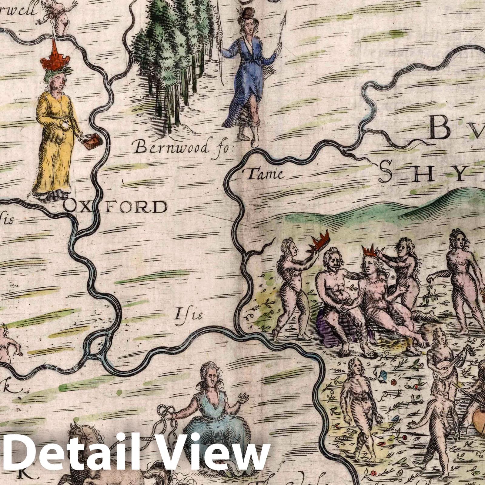 Oxfordshire, Berkshire, Buckinghamshire - Pictorial Map, 1622