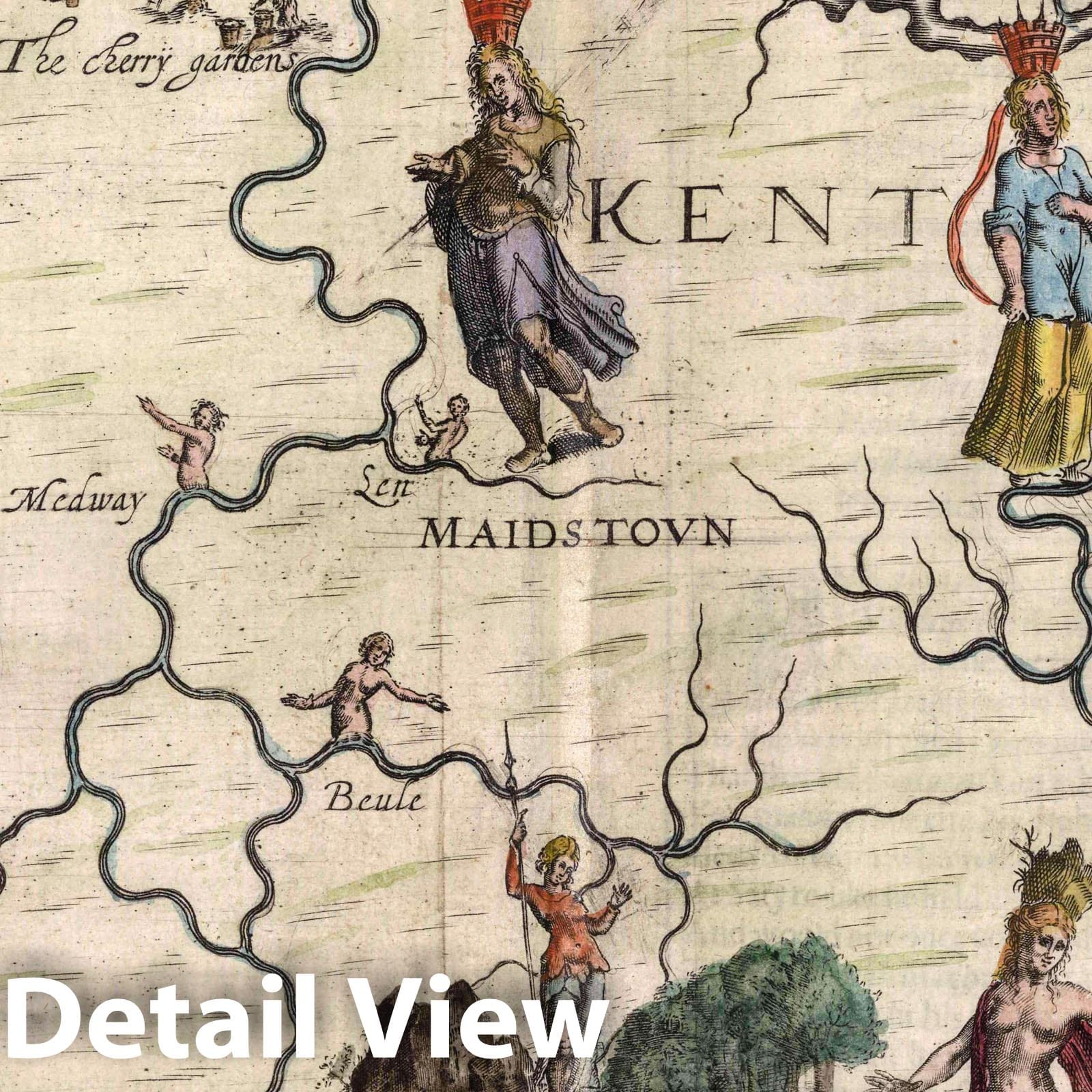 Kent, England - Pictorial Map, 1622 - Historical Map Print