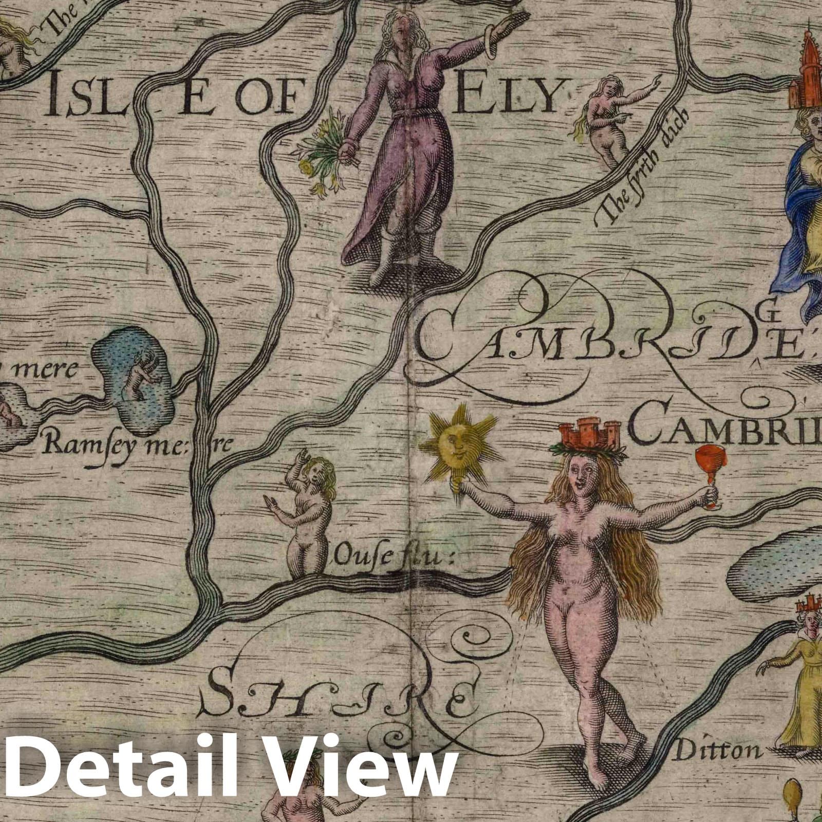 Huntingdonshire and Cambridgeshire - Pictorial Map, 1622