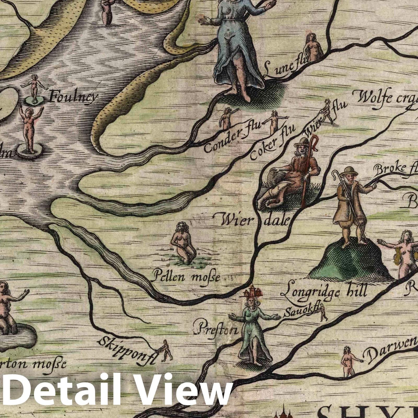 Lancashire, England - Pictorial Map, 1622