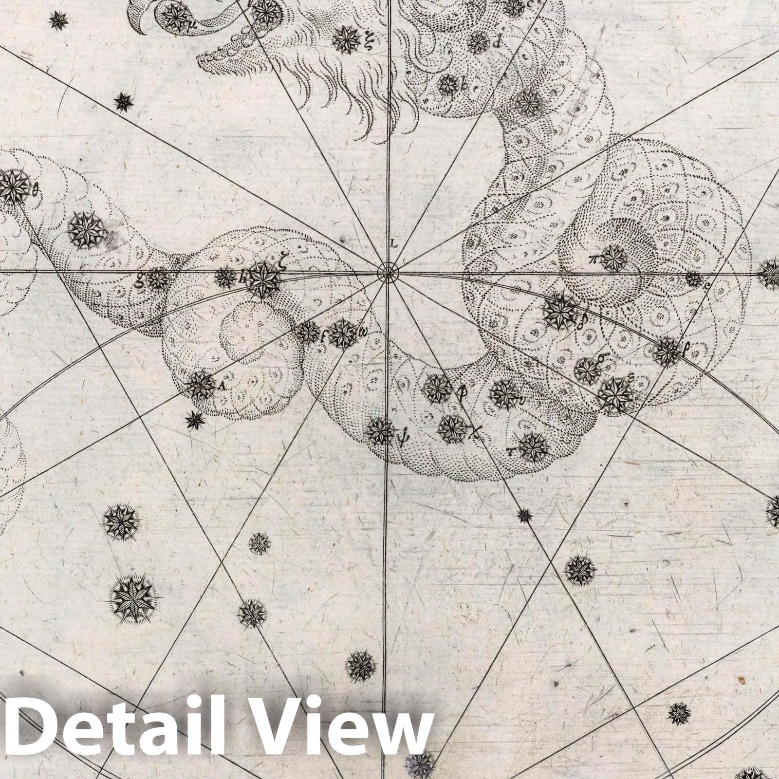 Dragon-headed Serpent - Celestial Map, 1655 - Historical Star Chart Print