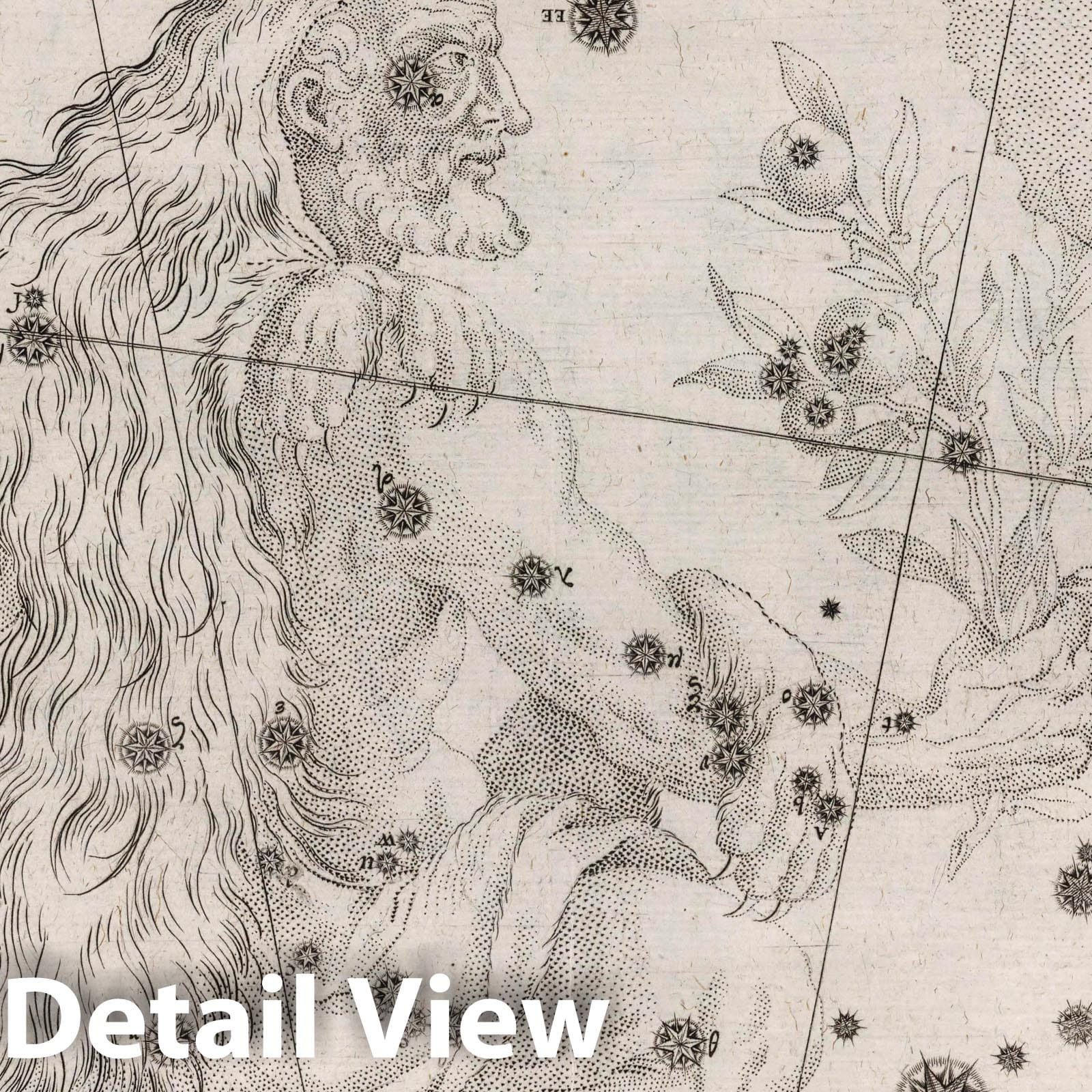 Hercules - Celestial Map, 1655 - Historical Star Chart Print