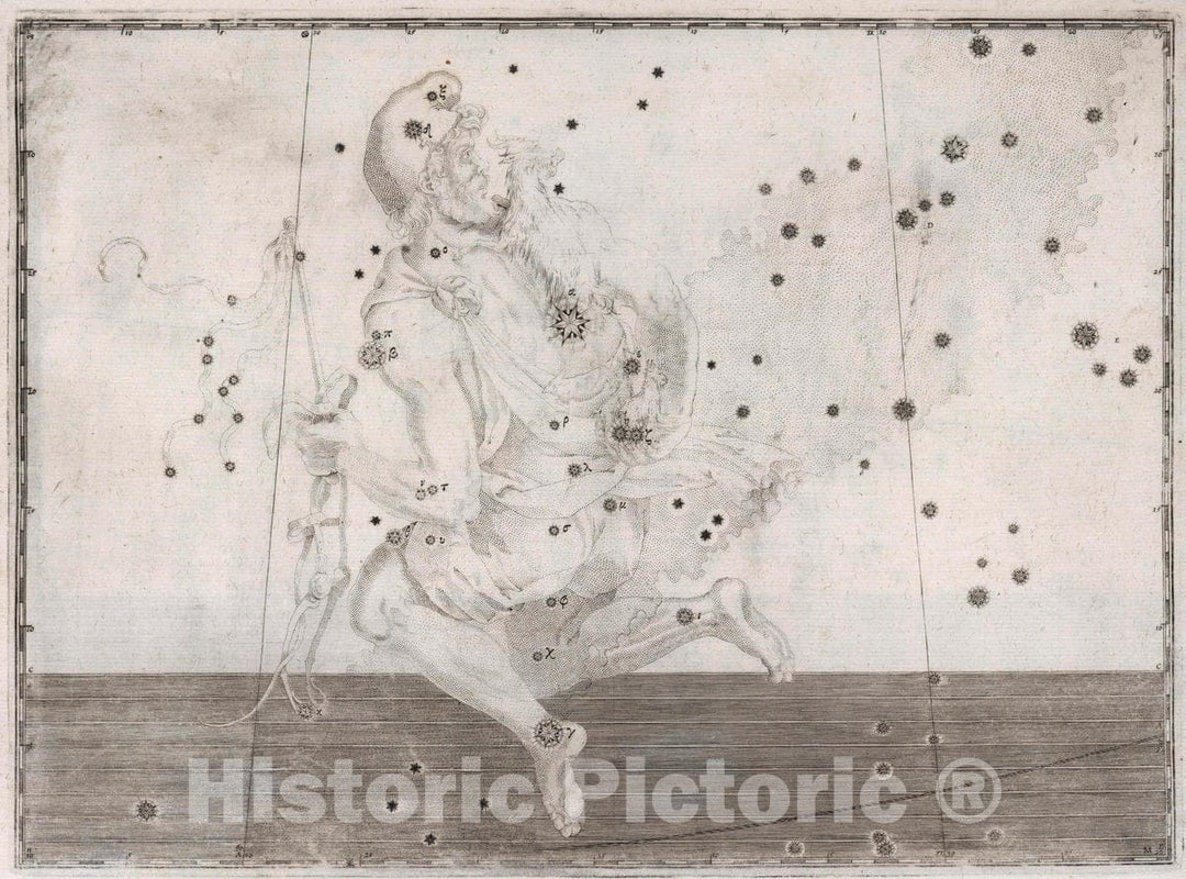 Historic Map : Constellation: Auriga, The Charioteer, 1655 Celestial Atlas - Vintage Wall Art