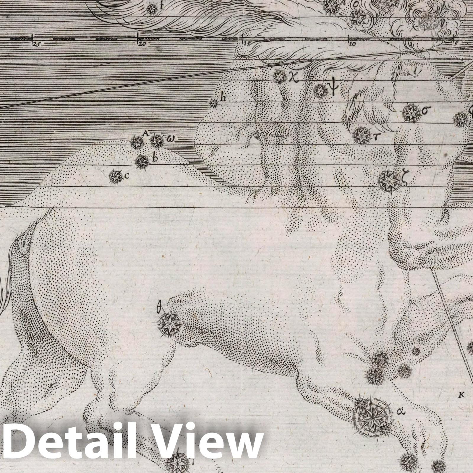 Sagittarius - Celestial Map, 1655 - Historical Star Chart Print