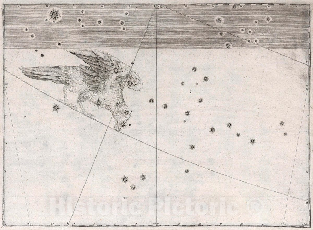 Corvus - Celestial Map, 1655 - Historical Star Chart Print