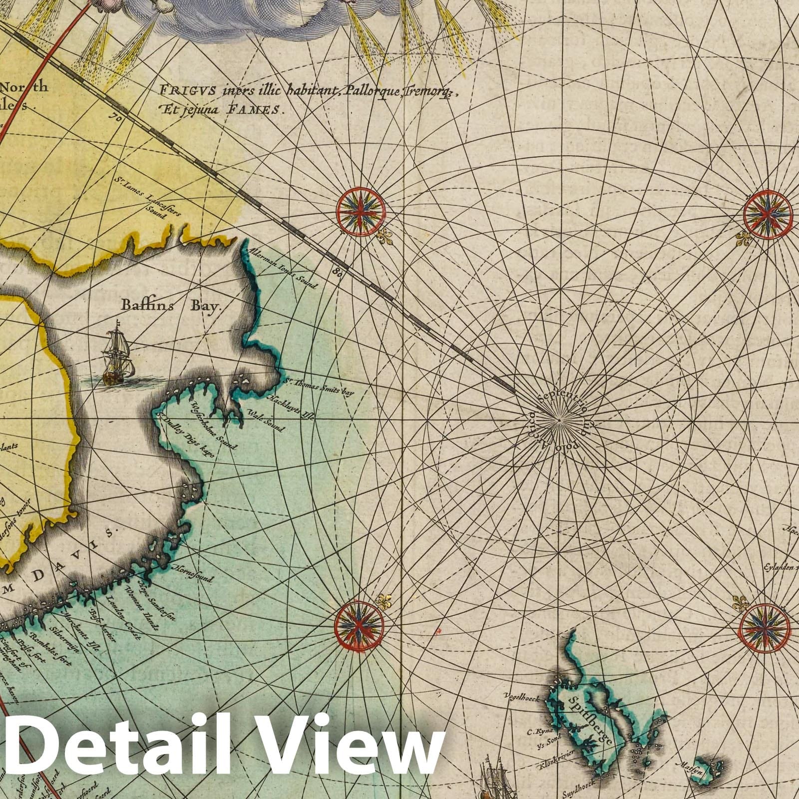 Arctic Regions, 1665 - Blaeu Atlas Maior Historical Map Print