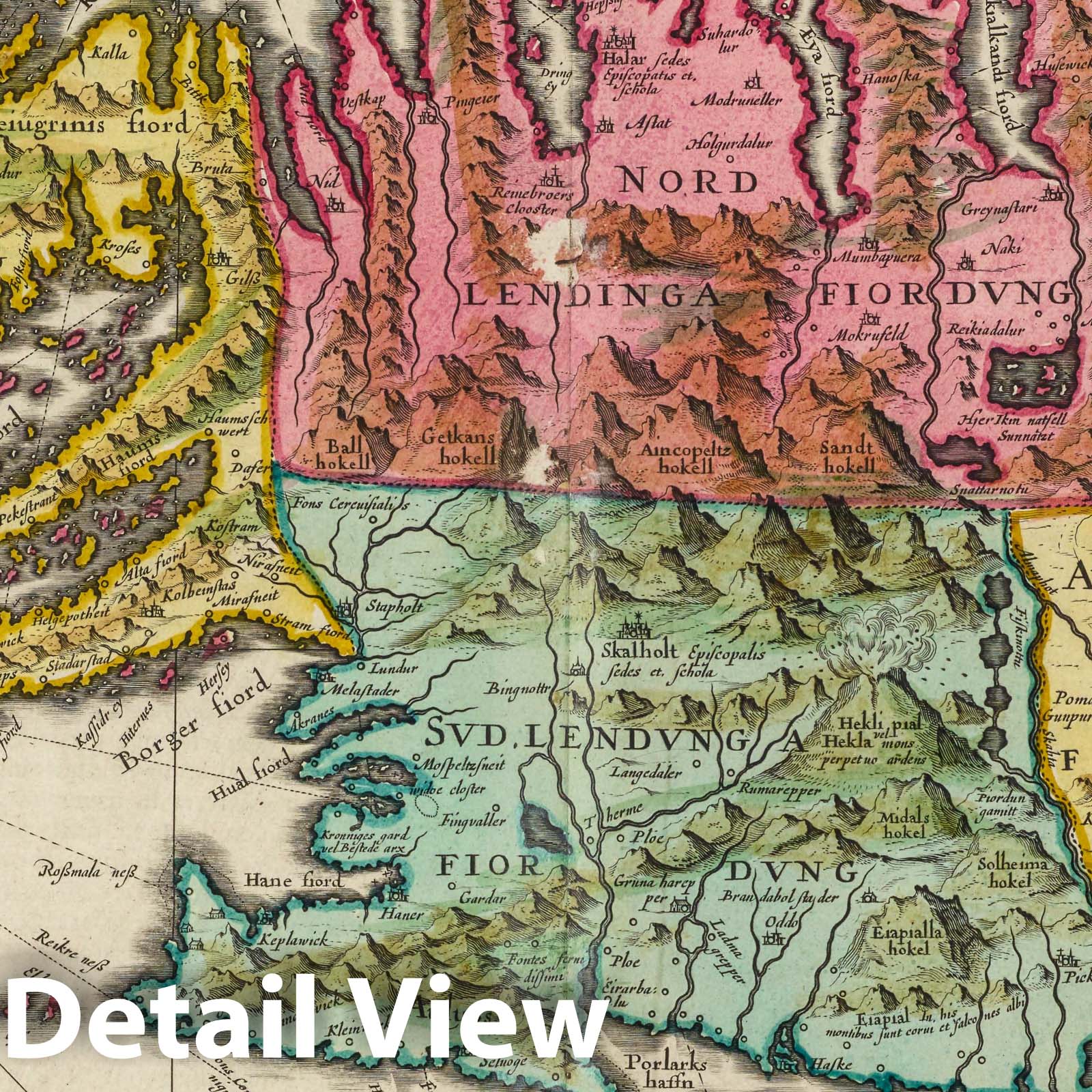 Iceland, 1665 - Historical Map Print from Atlas Maior