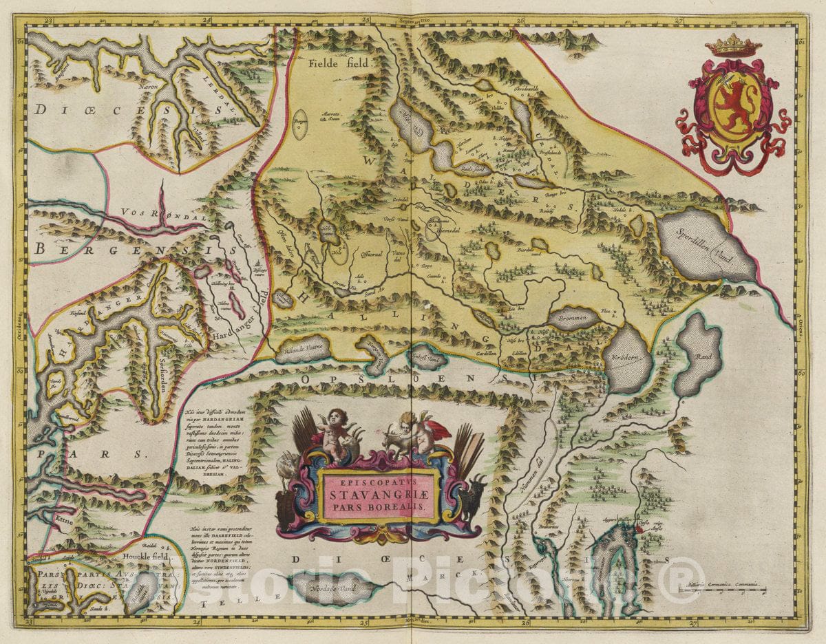 Historic Map : Episcopatvs Stavangri?Pars Borealis, 1665 Atlas - Vintage Wall Art