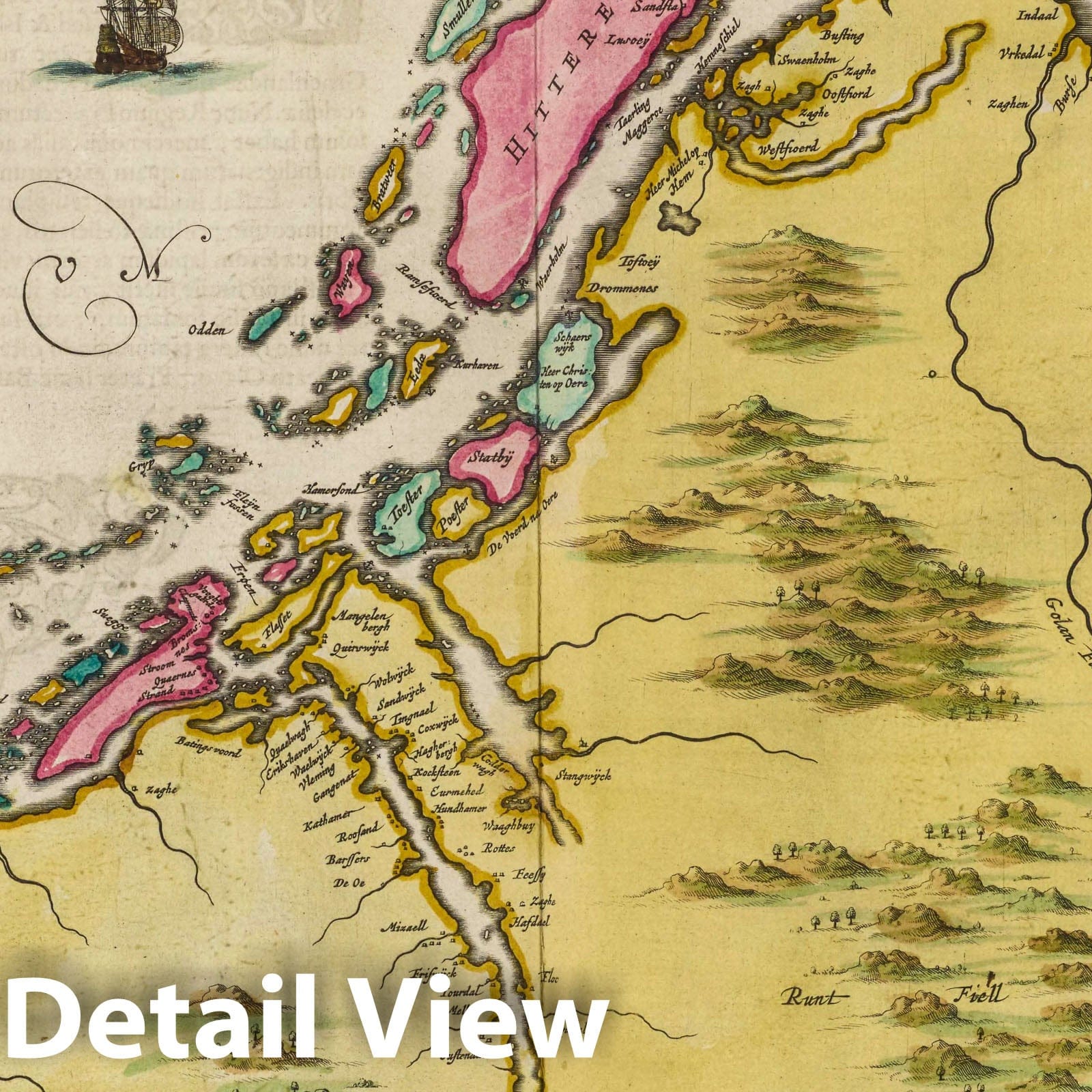 Trondheim Region, Southern Part, Norway, 1665 - Blaeu Atlas Maior Map Print