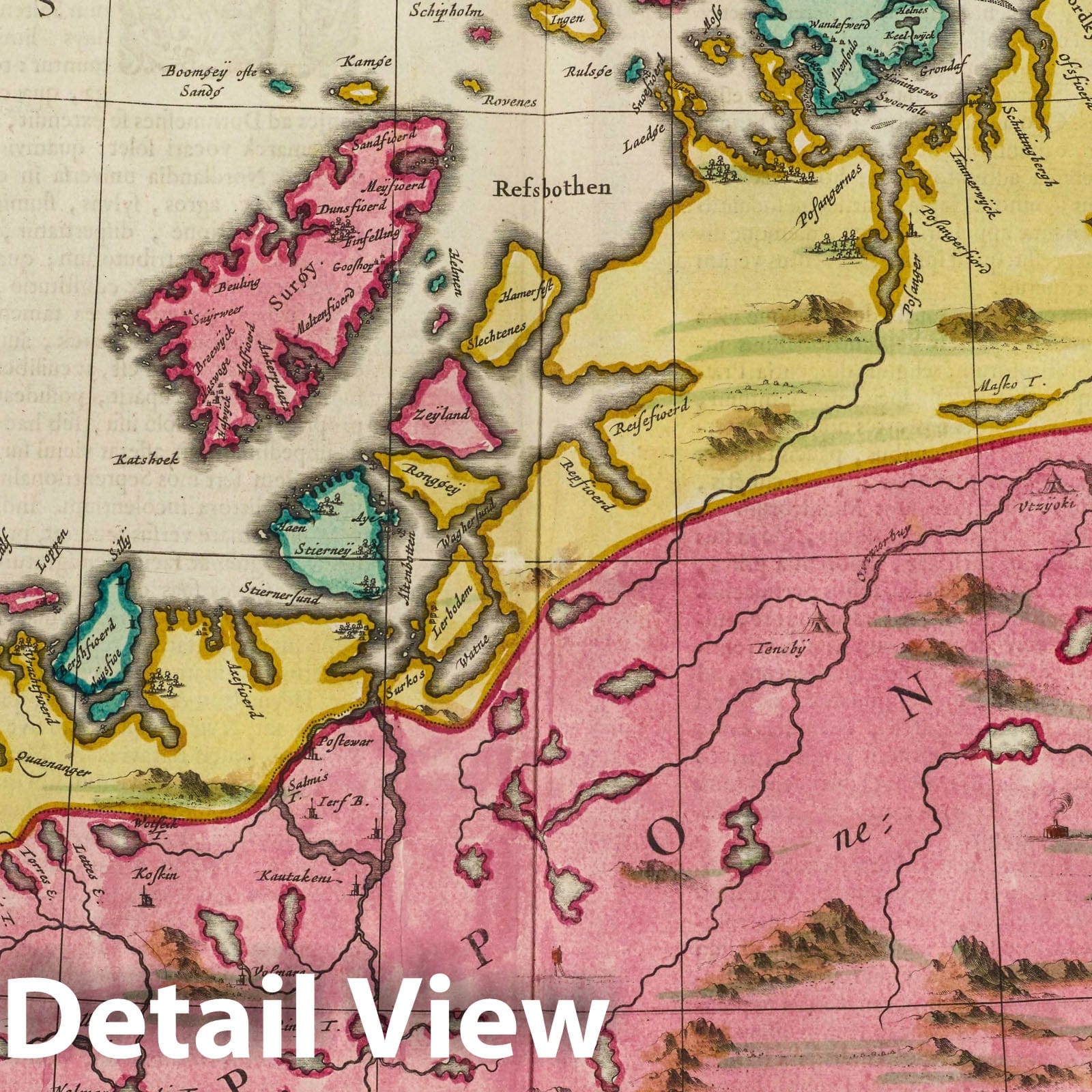 Finnmark Norway, 1665 - Historical Map Print from Atlas Maior