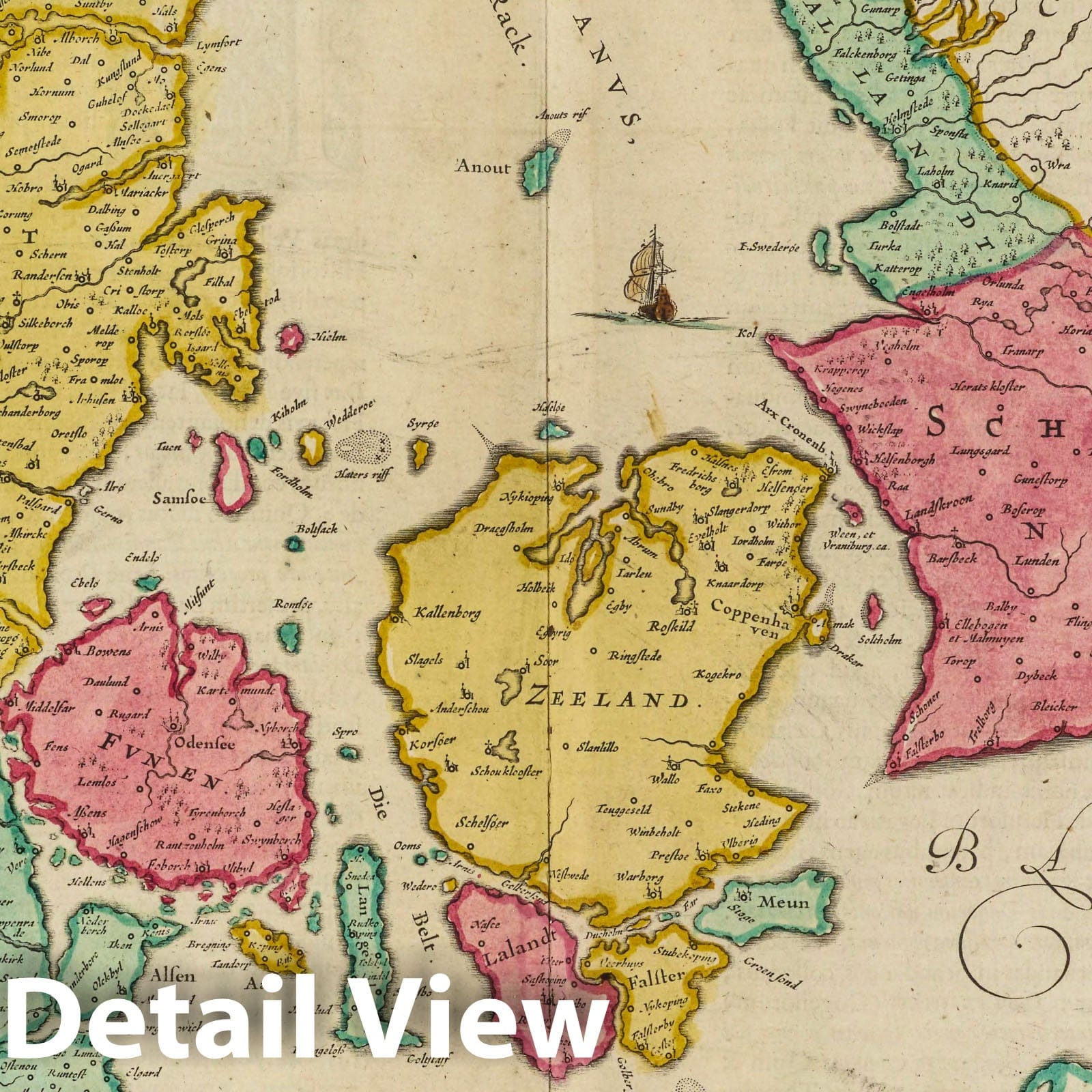 Denmark, 1665 - Historical Map Print from Blaeu's Atlas Maior