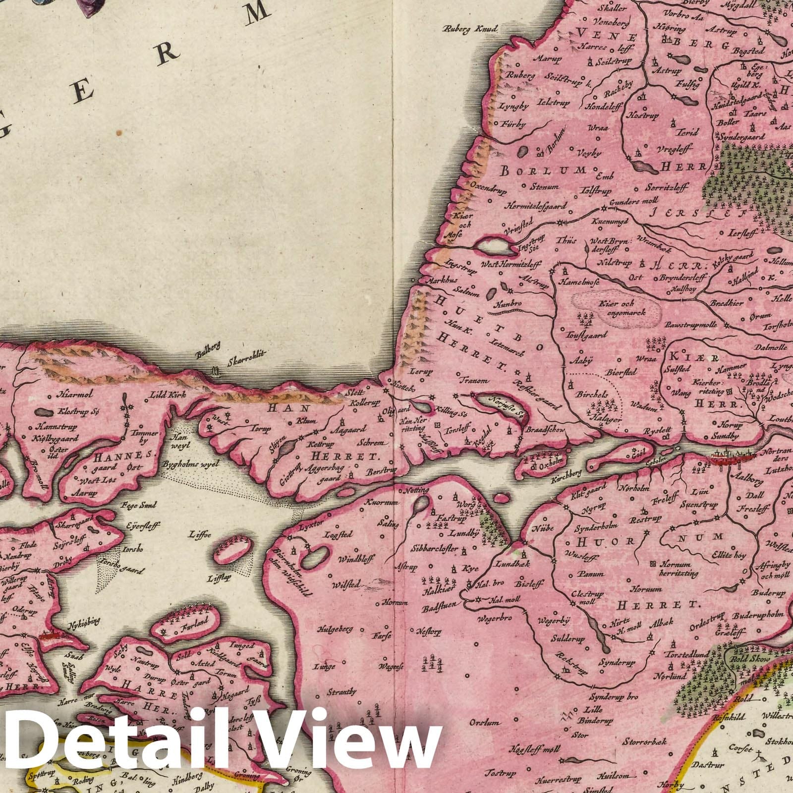 Northern Jutland, Denmark 1665 Historical Map Print - Blaeu Atlas Maior