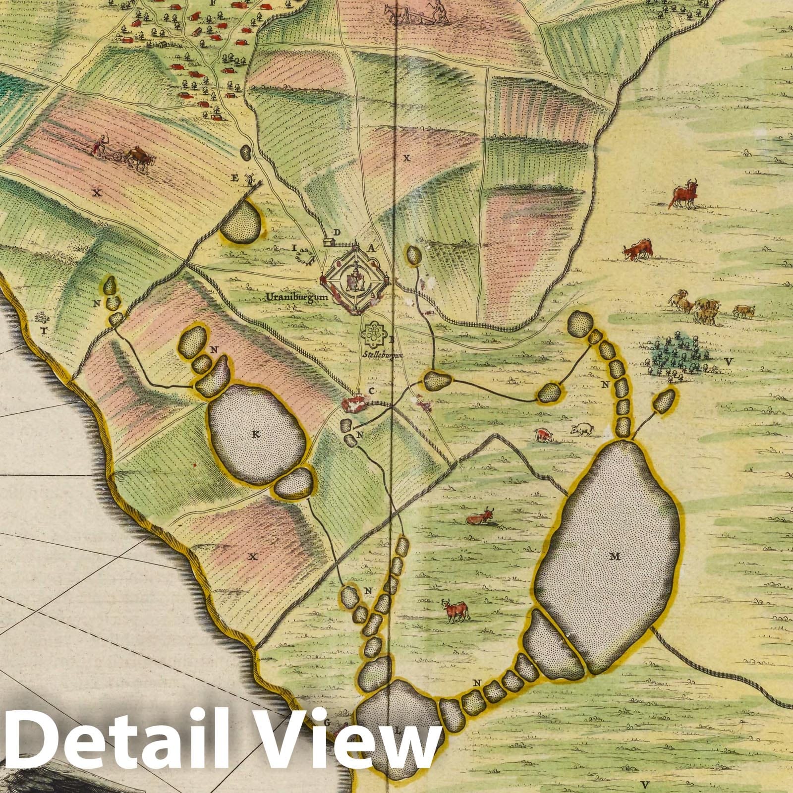 Hven Island - Celestial Map, 1665 - Tycho Brahe Uraniborg - Historical Map Print