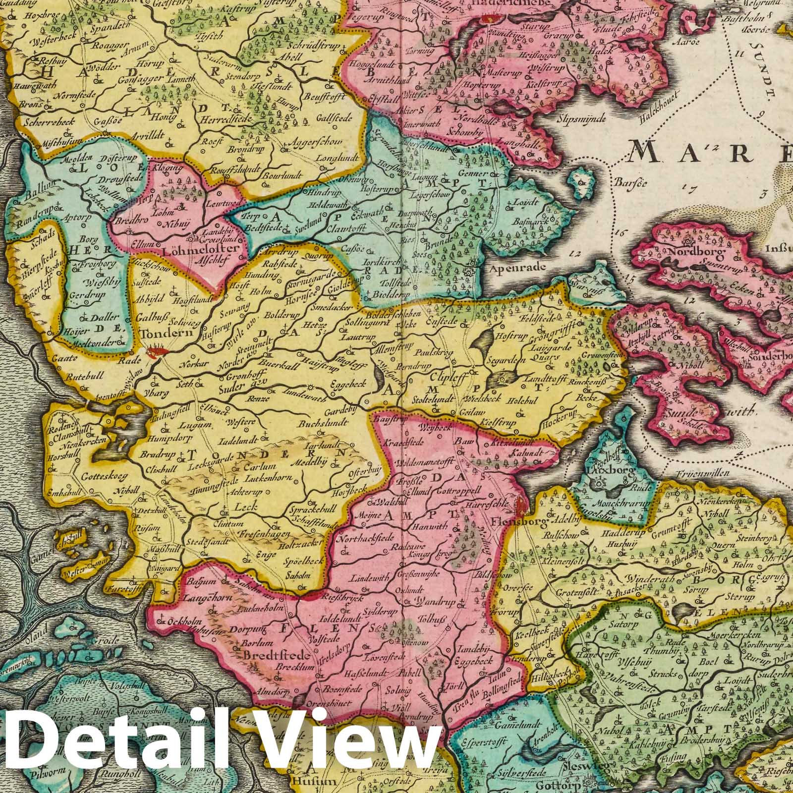 Schleswig, Denmark 1665 - Historical Map Print