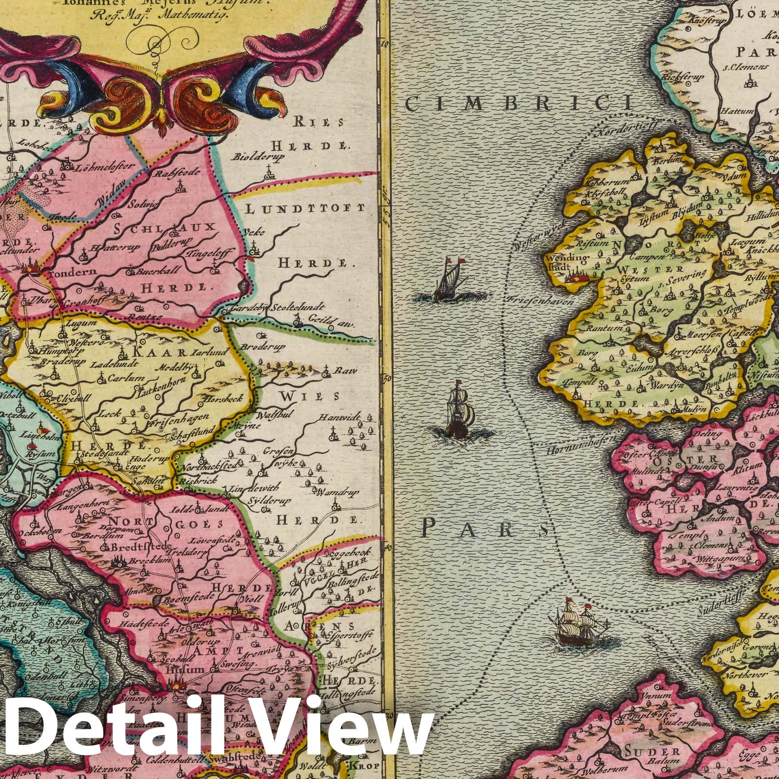 Frisia Borealis (Denmark), 1665 - Blaeu Atlas Maior Historical Map Print