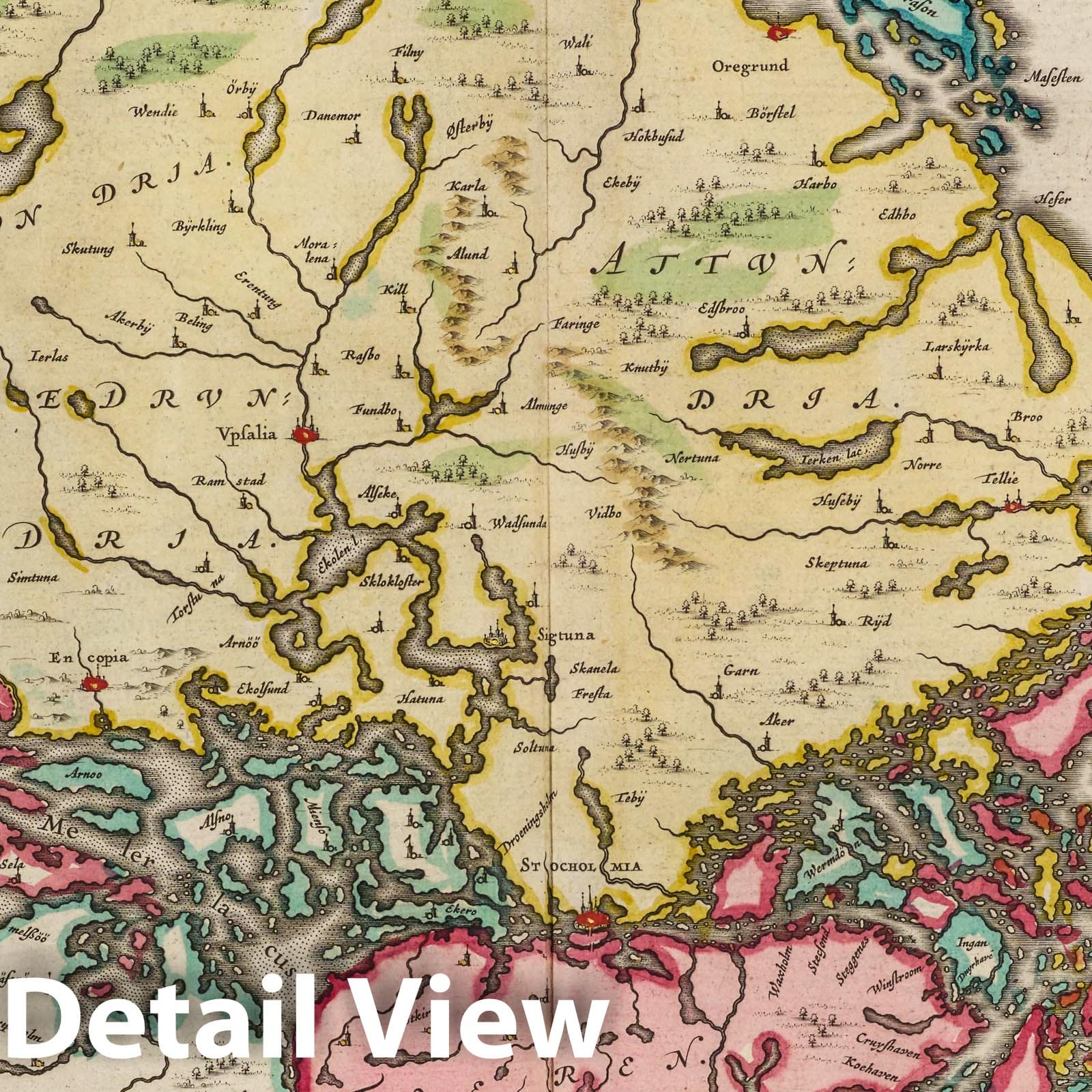 Upland, 1665 - Historical Map Print from Blaeu's Atlas Maior