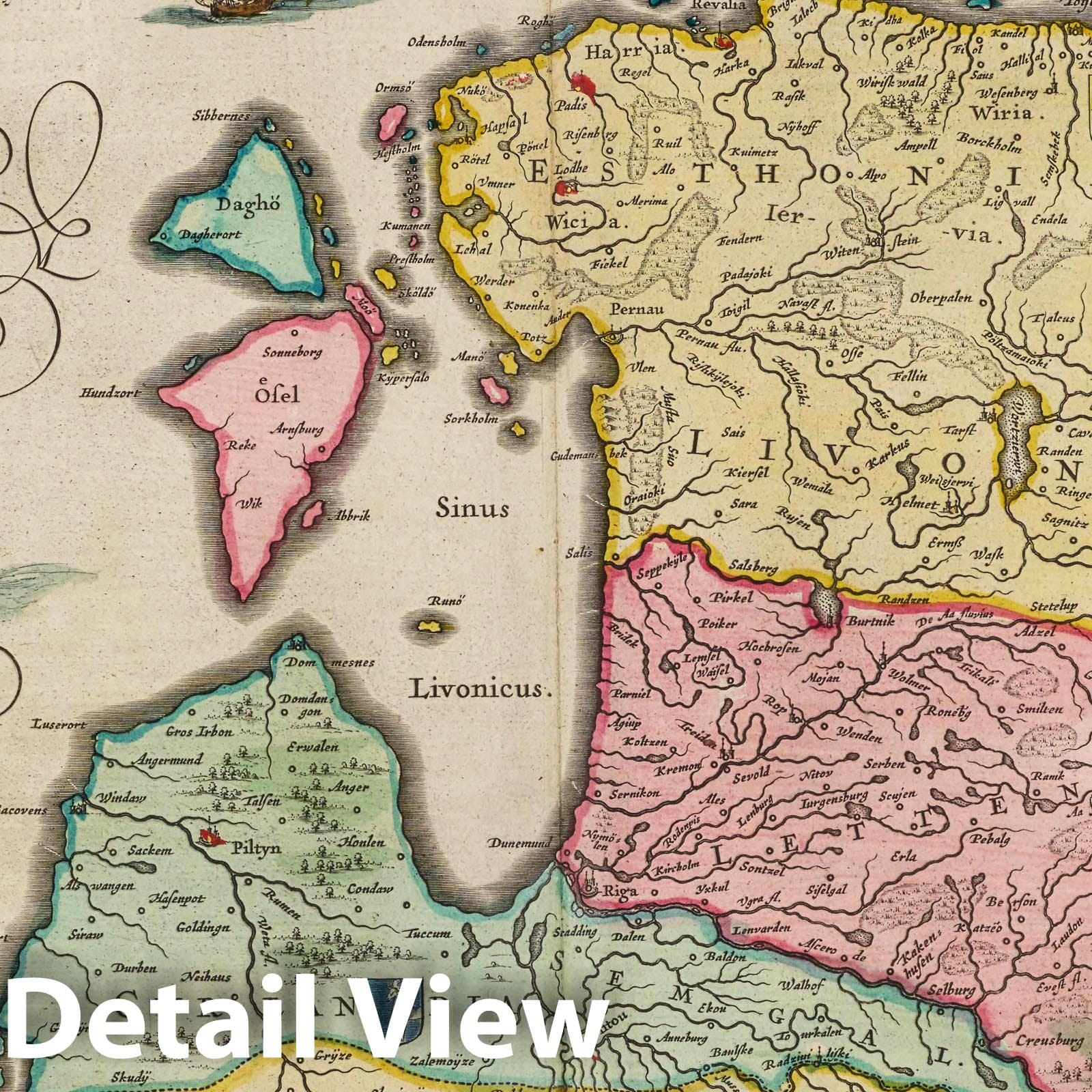 Livonia, Estonia and Latvia, 1665 - Blaeu's Atlas Maior Historical Map Print