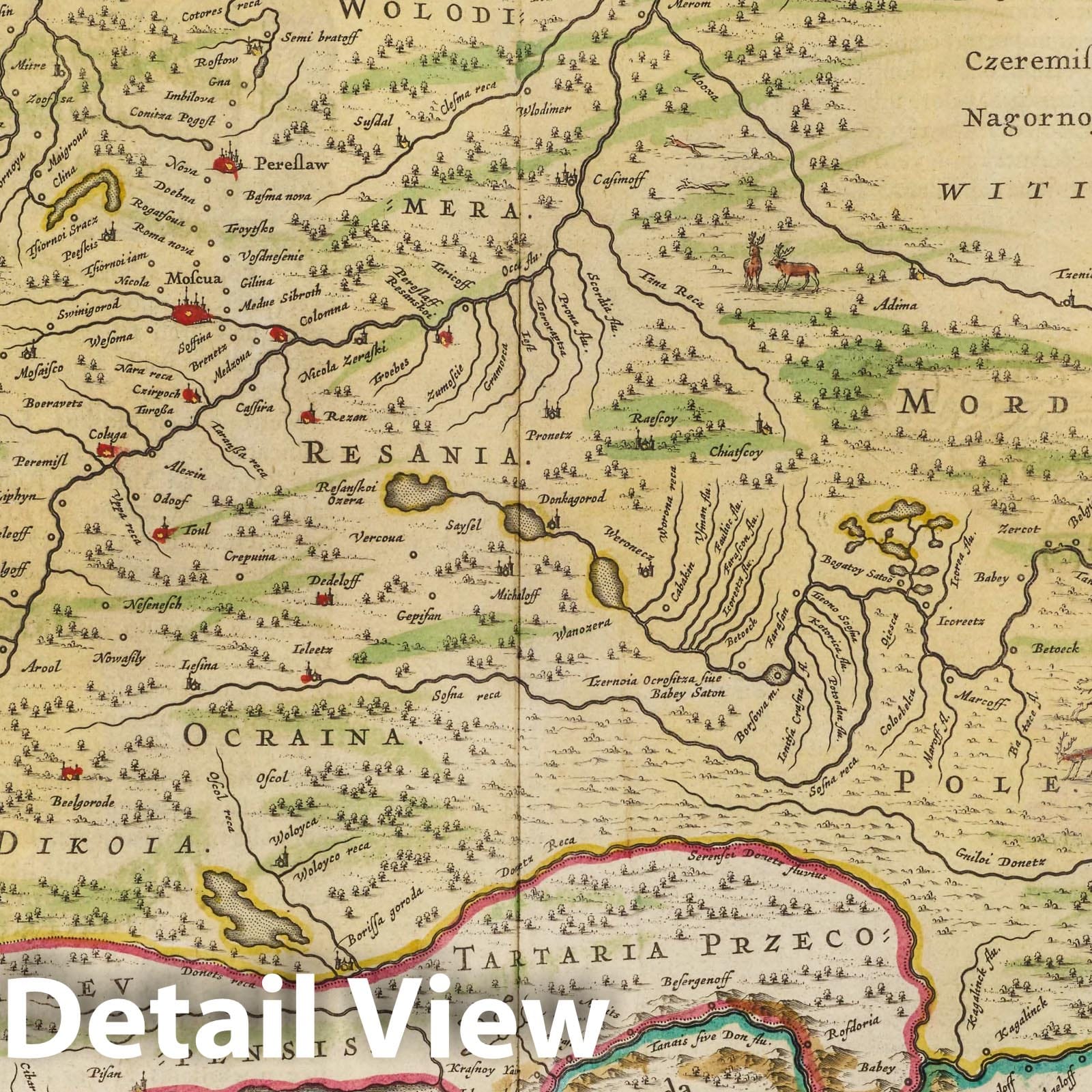 Russia, Moscow Region, Southern Part, 1665 - Historical Map Print