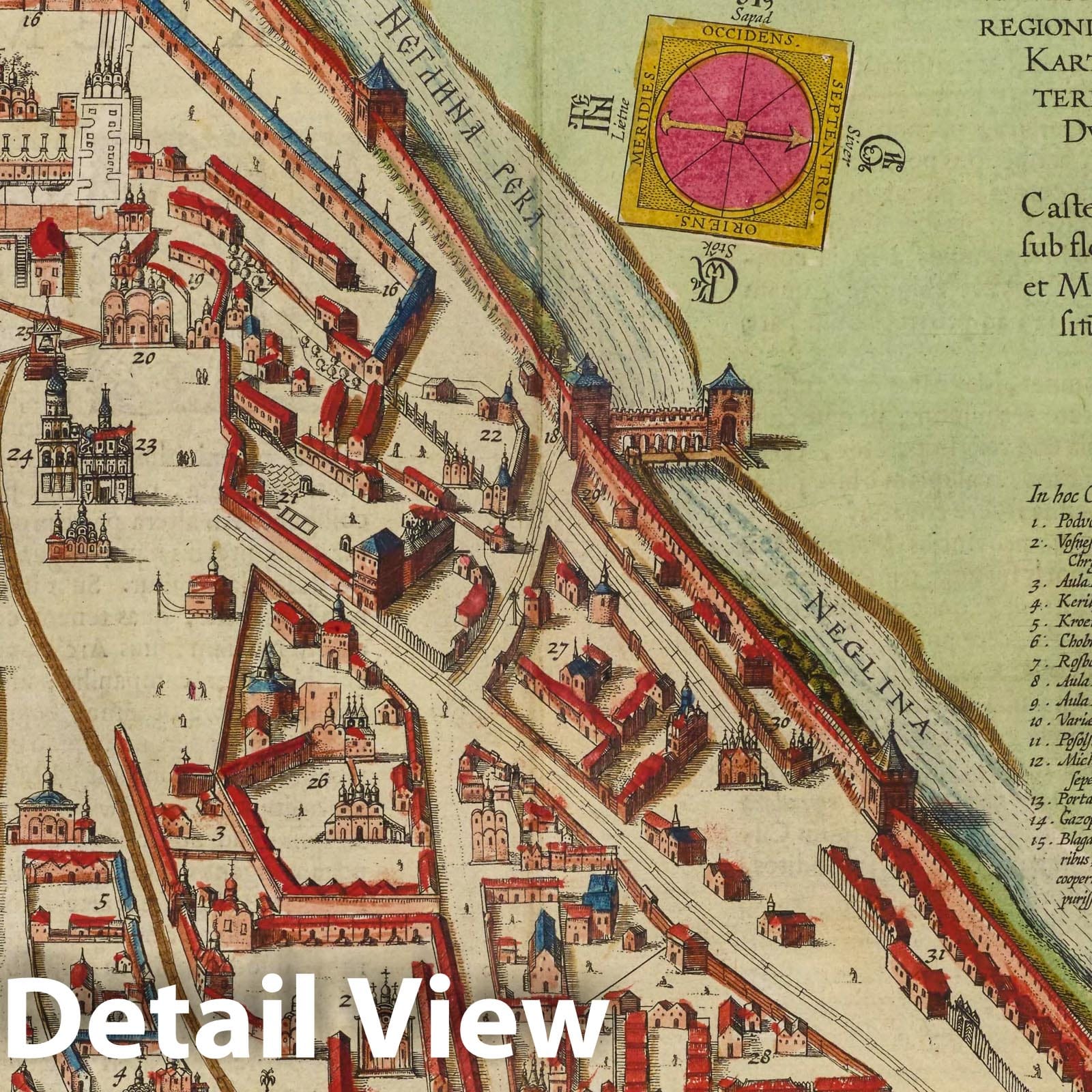 Moscow, Russia 1665 Historical Map Print