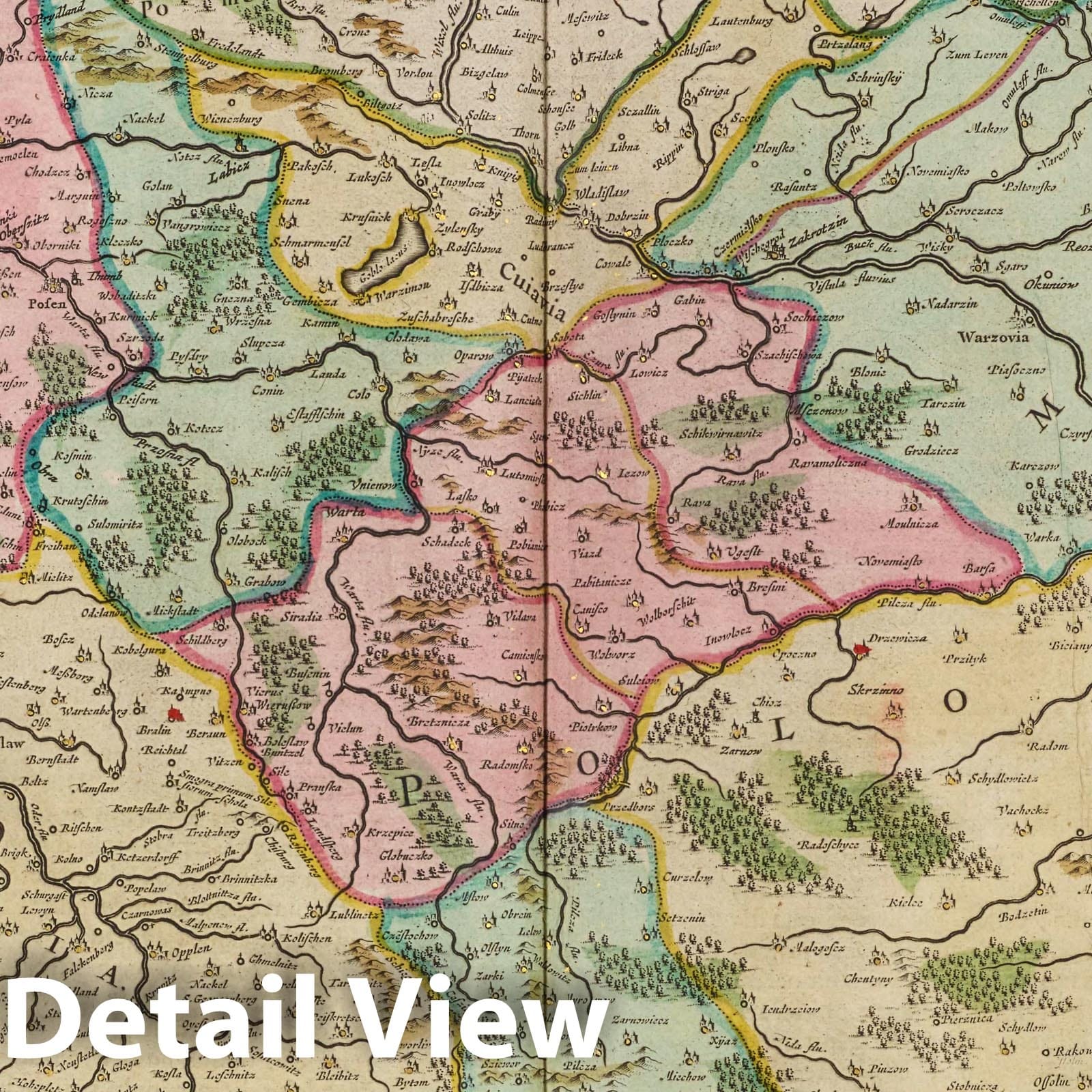 Poland and Silesia, 1665 - Historical Map Print from Blaeu's Atlas Maior