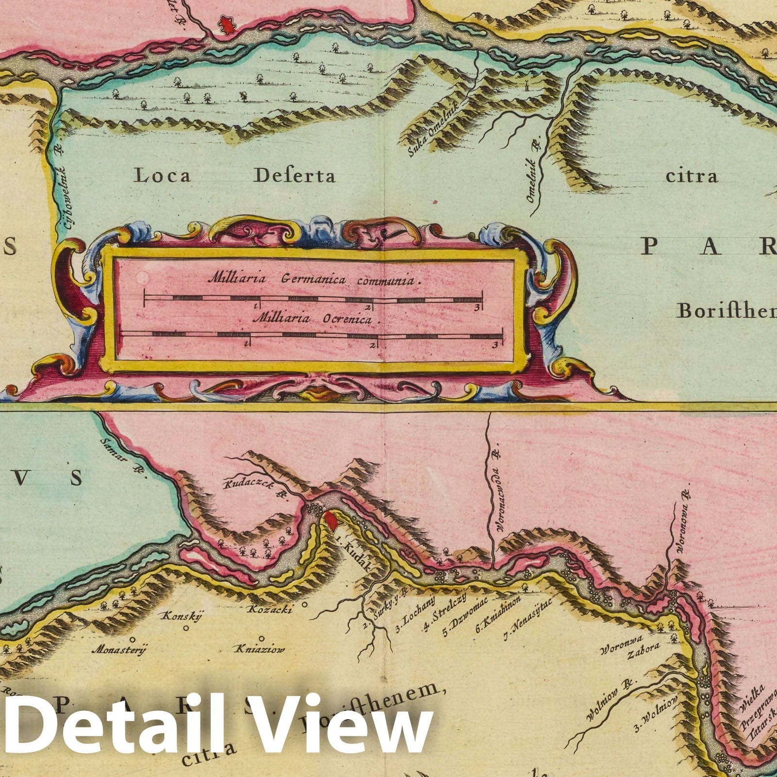 Course of the Dnieper River, Ukraine, 1665 - Historical Map Print