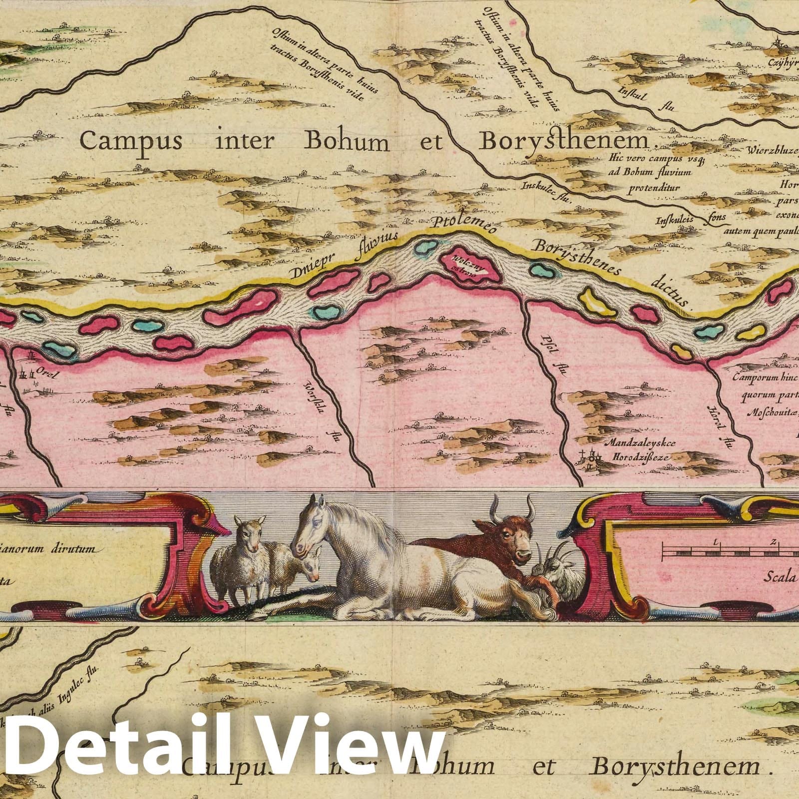 Dnieper River, Ukraine, 1665 - Historical Map Print