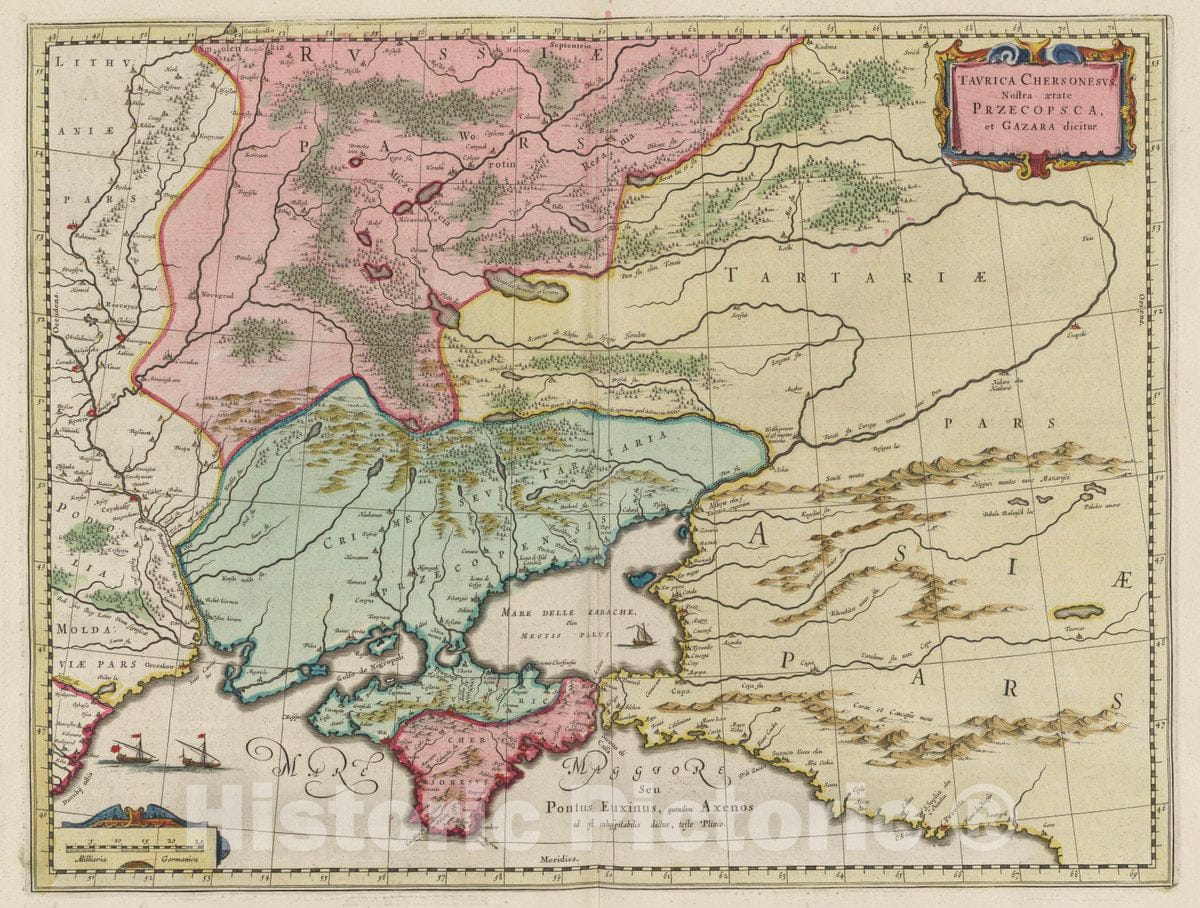 Historic Map : Atlas Maior Sive Cosmographia Blaviana, Qua Solvm, Salvm, Coelvm, Accvratissime Describvntvr. Tavrica Chersonesvs, 1665 Atlas - Vintage Wall Art
