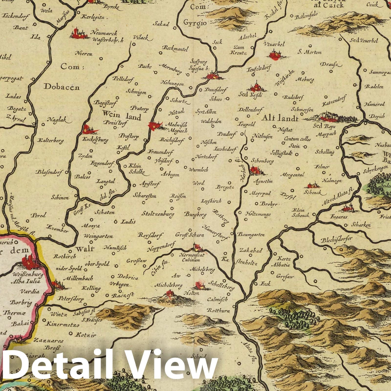 Transylvania, 1665 - Historical Map Print from Blaeu's Atlas Maior