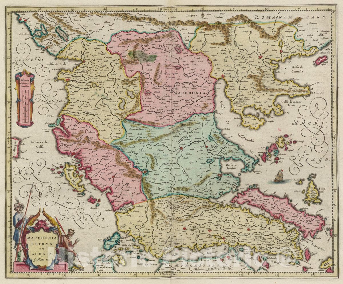 Macedonia, Epirus, and Achaia, 1665 - Historical Map Print