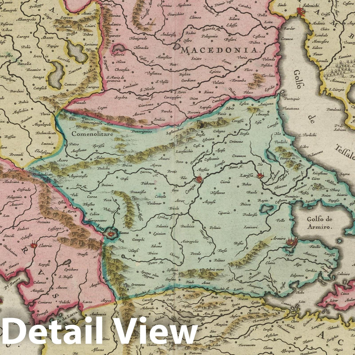 Macedonia, Epirus, and Achaia, 1665 - Historical Map Print