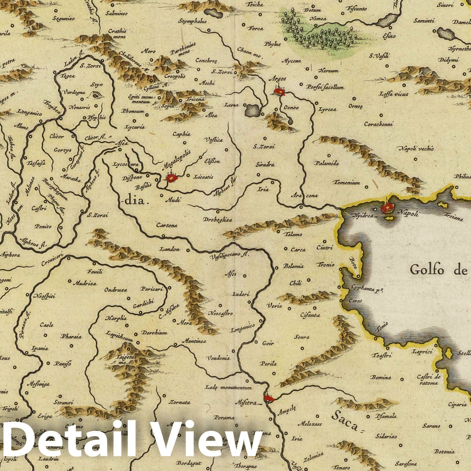 Peloponnesus, 1665 - Historical Map Print from Blaeu's Atlas Maior
