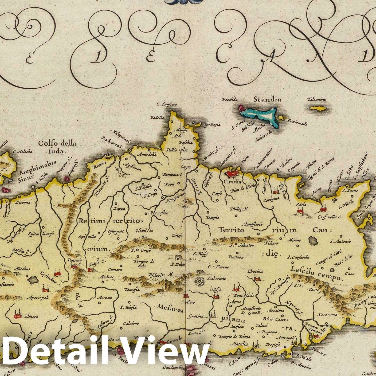 Crete, 1665 - Historical Map Print from Blaeu's Atlas Maior