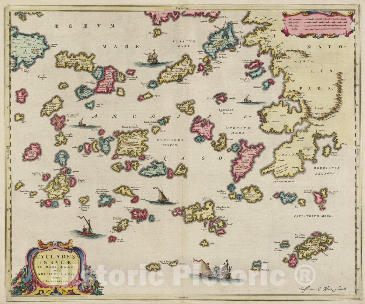 Historic Map : Atlas Maior Sive Cosmographia Blaviana, Qua Solvm, Salvm, Coelvm, Accvratissime Describvntvr. Cyclades Insvlae, 1665 Atlas - Vintage Wall Art