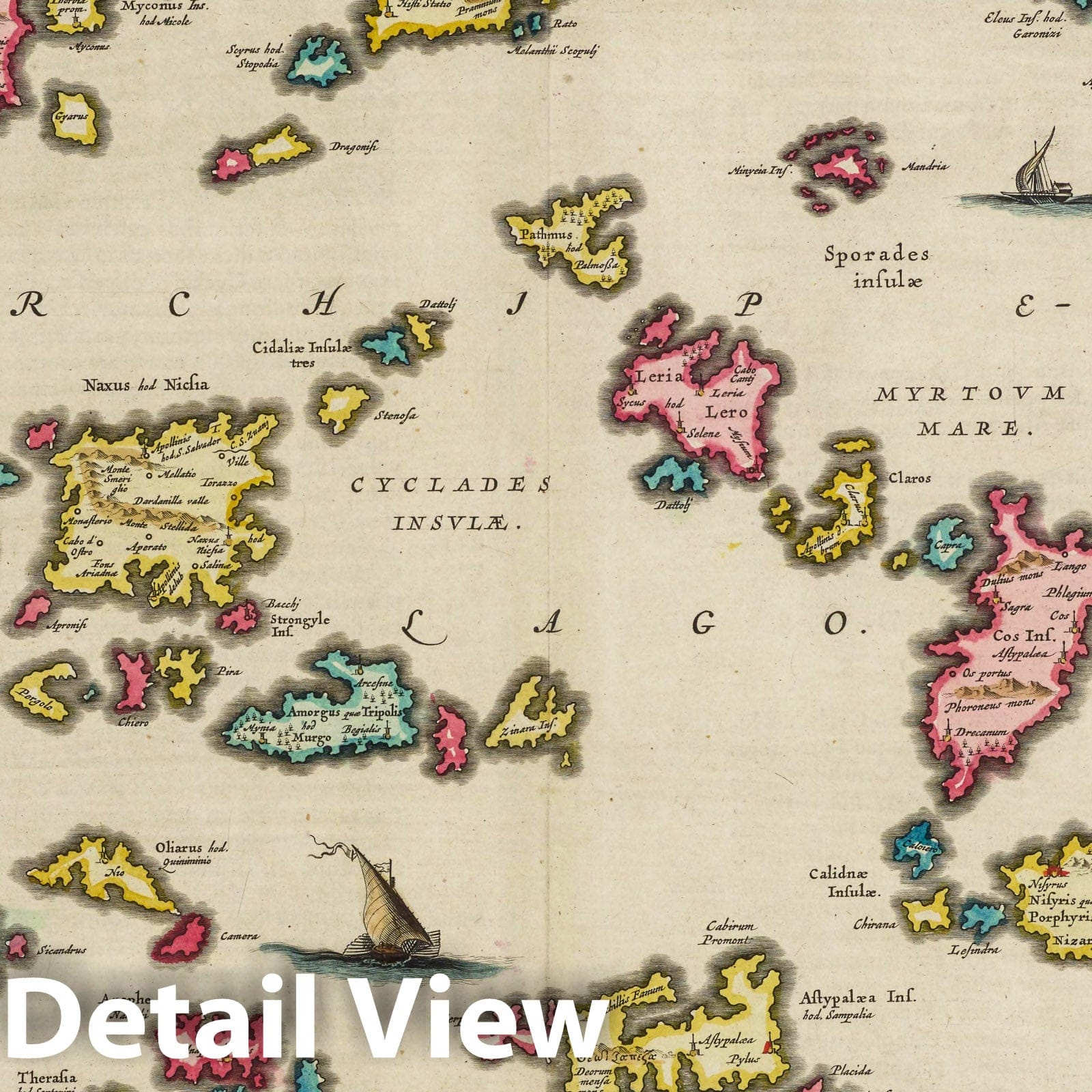 Cyclades Islands, 1665 - Historical Map Print from Blaeu's Atlas Maior