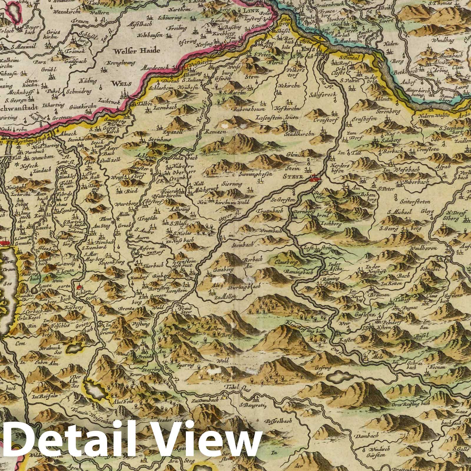 Upper Austria, 1665 - Historical Map Print from Blaeu's Atlas Maior