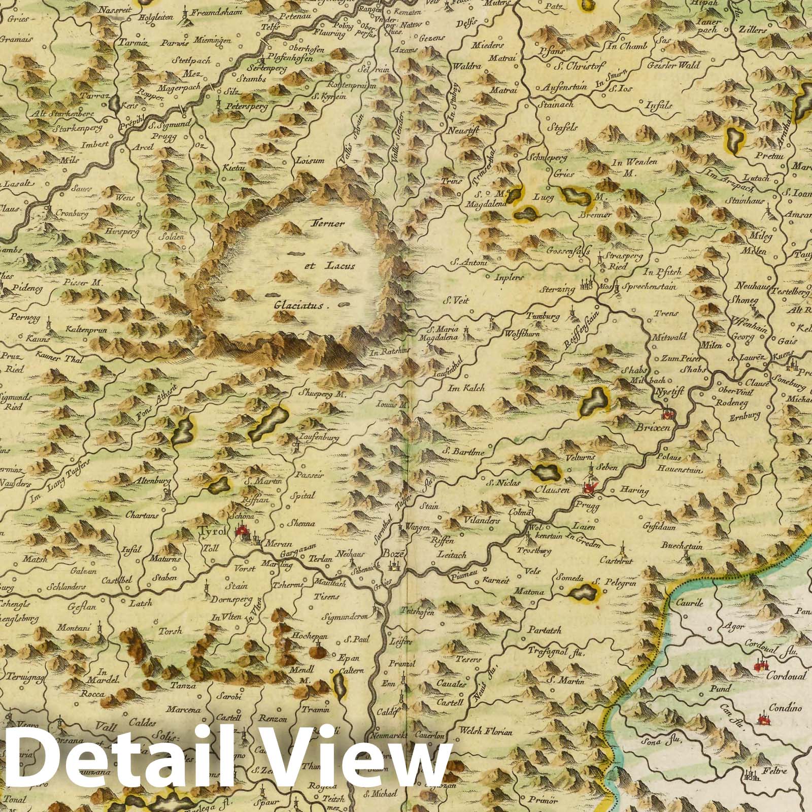 Tyrol, 1665 Historical Map Print - Blaeu Atlas Maior Reproduction