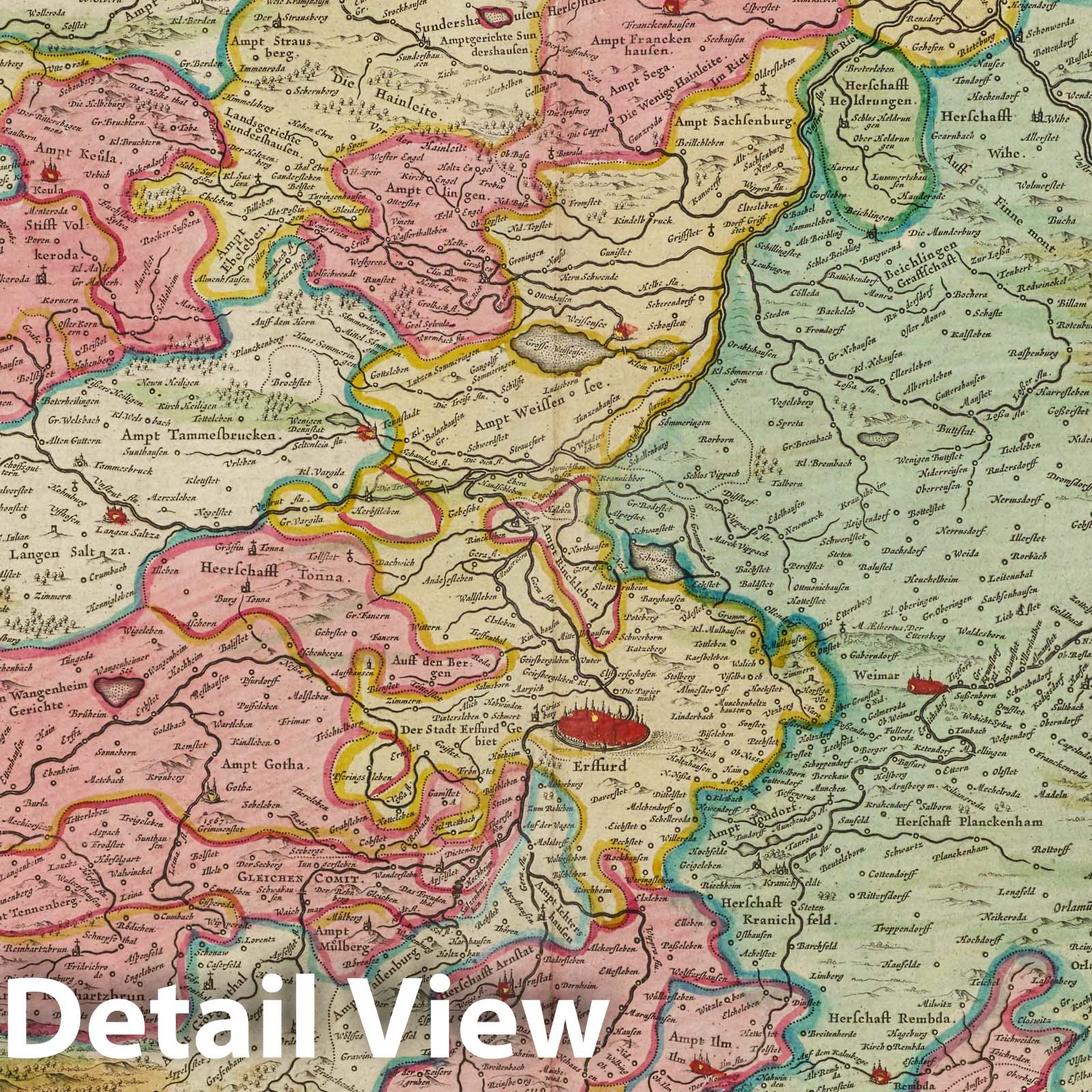 Thuringia Germany 1665 Historical Map Print