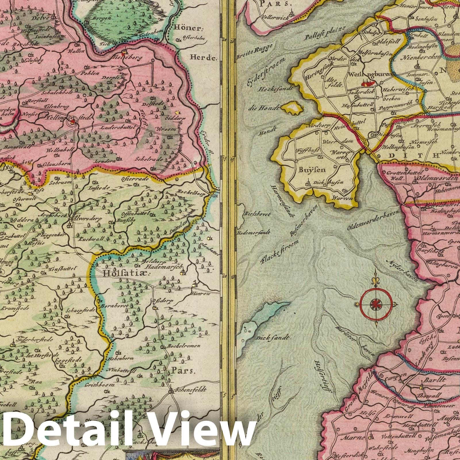 Dithmarschen, 1665 - Historical Map Print from Blaeu's Atlas Maior