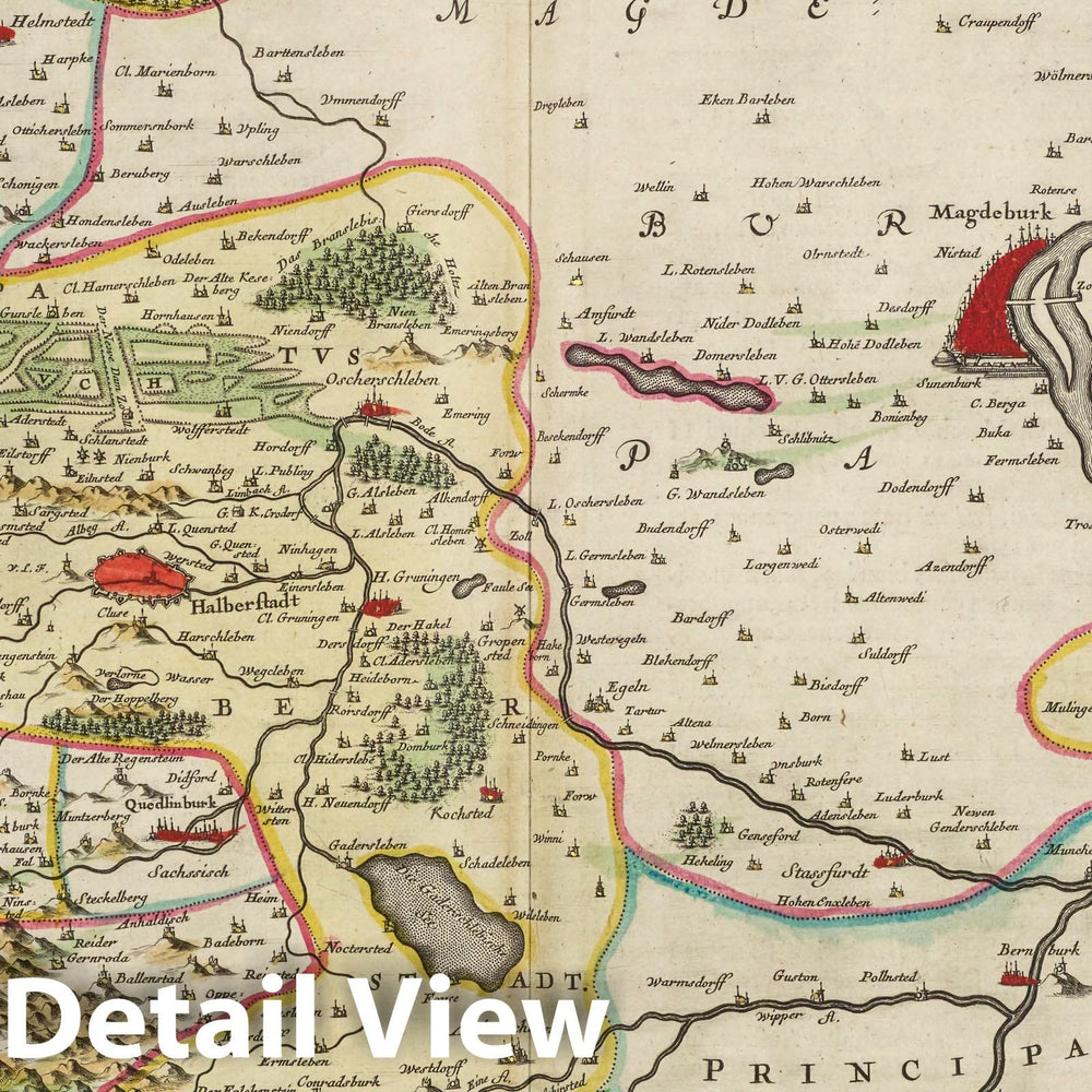 Historic Wall Map : Germany, Episcopatvs Halberstat, 1665 Atlas , Vintage Wall Art