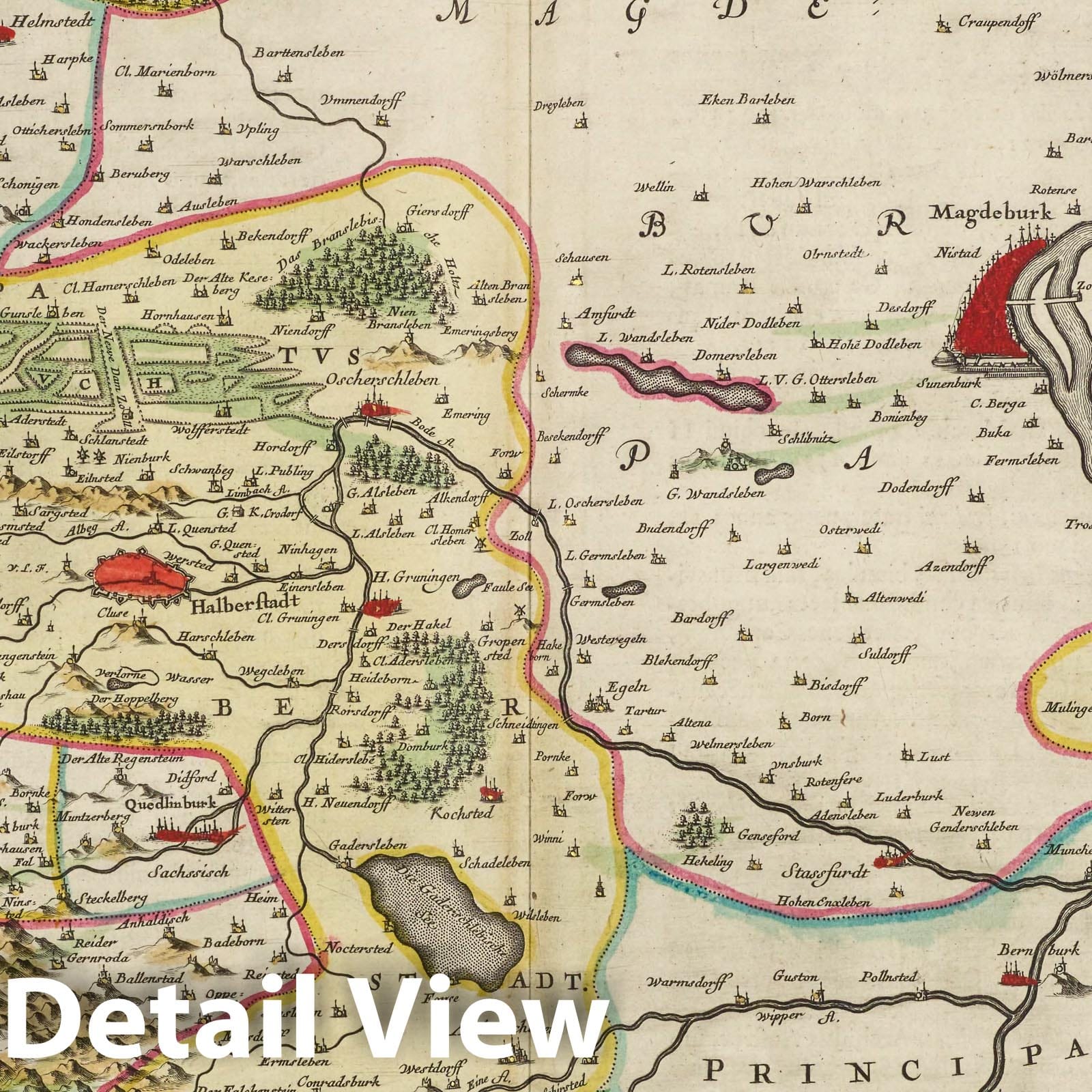Halberstadt Germany 1665 Historical Map Print