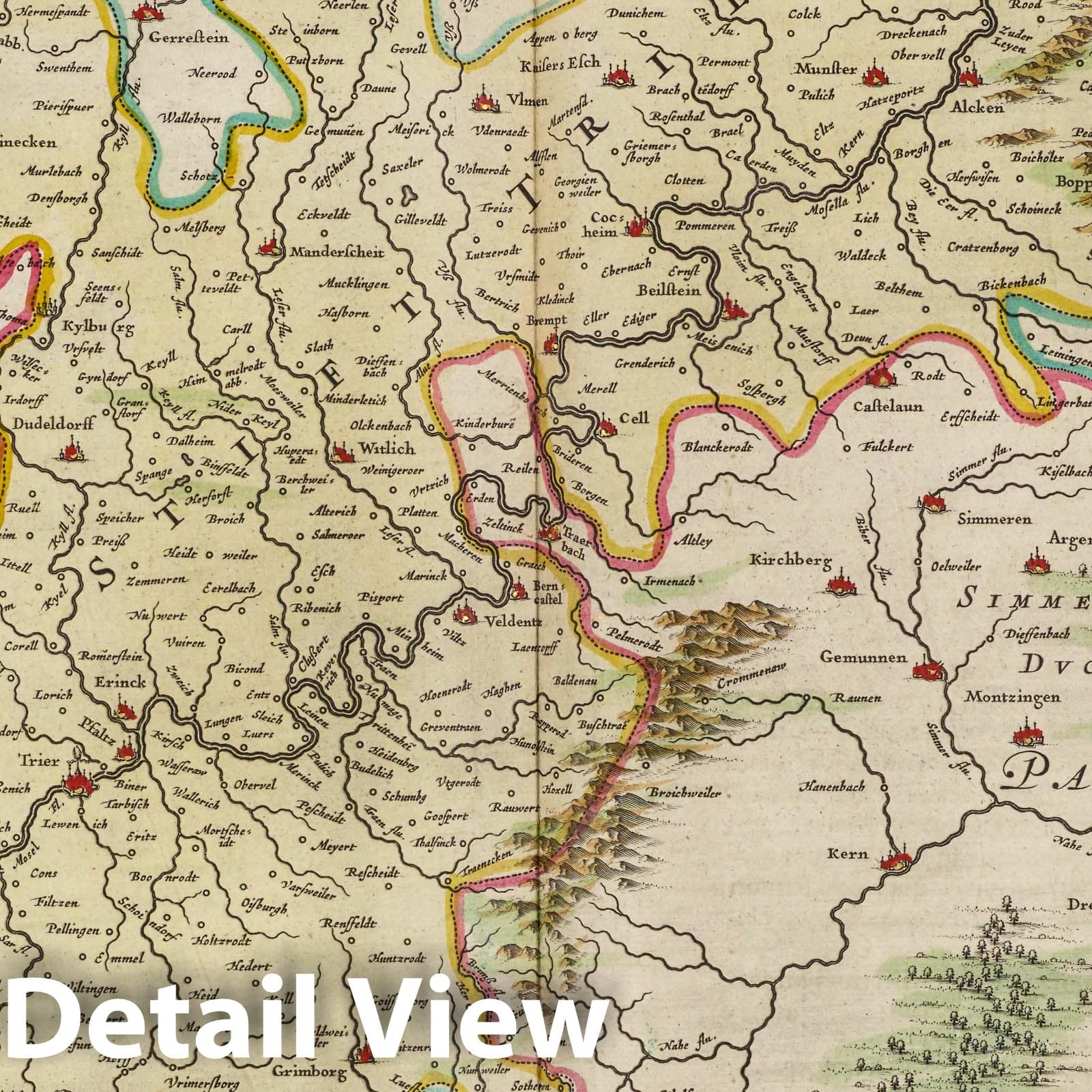 Trier Archbishopric, 1665 - Historical Map Print from Blaeu's Atlas Maior