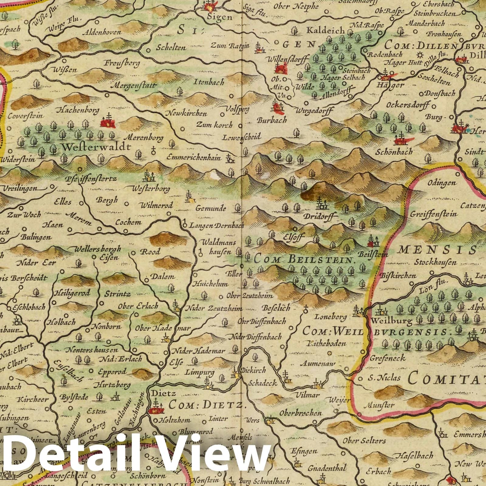 Nassau, 1665 - Historical Map Print from Blaeu's Atlas Maior