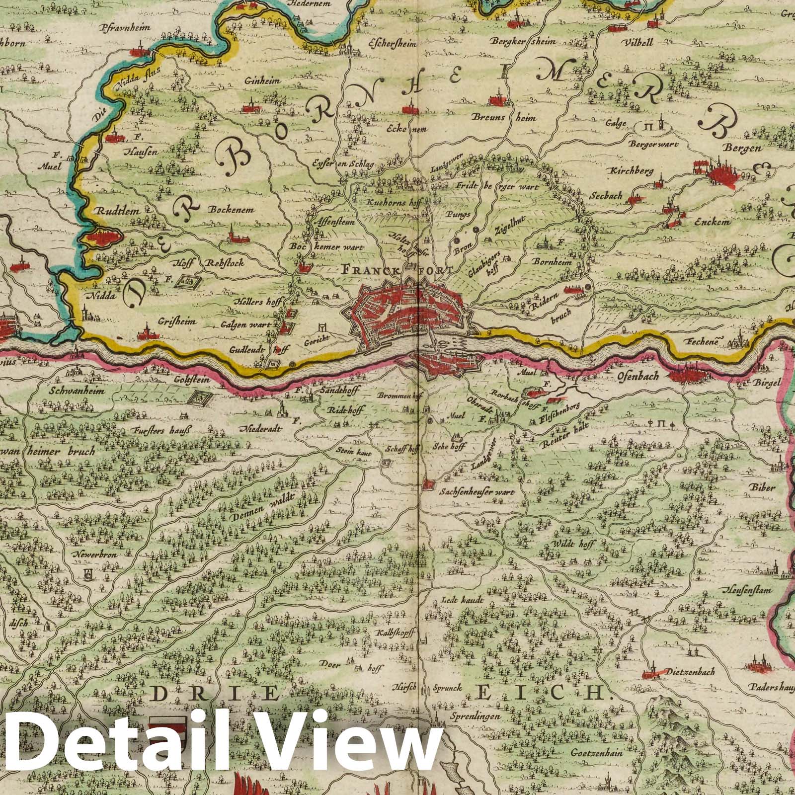 Frankfurt Territory, 1665 - Historical Map Print from Blaeu's Atlas Maior