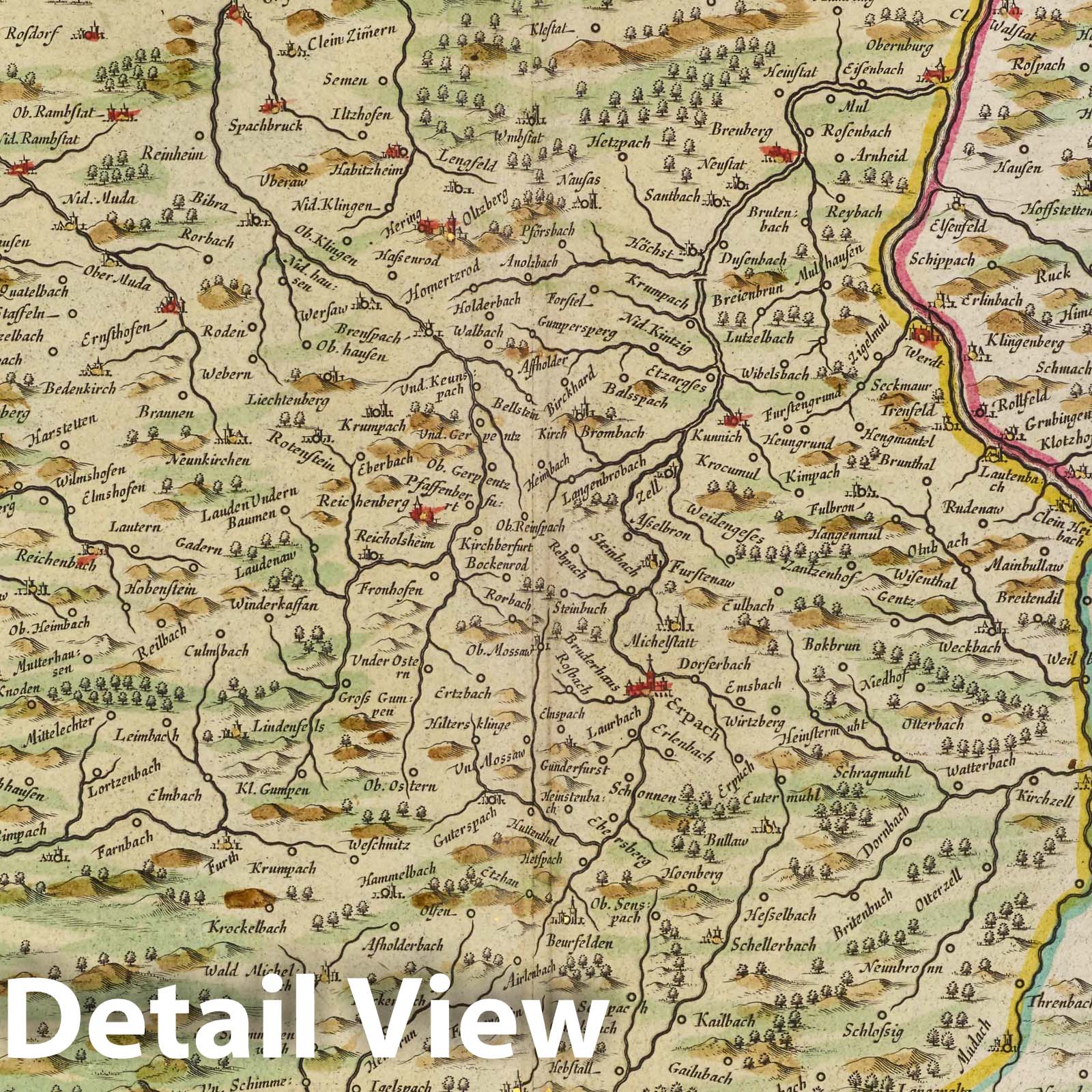 Erpach County, 1665 - Historical Map Print from Blaeu's Atlas Maior