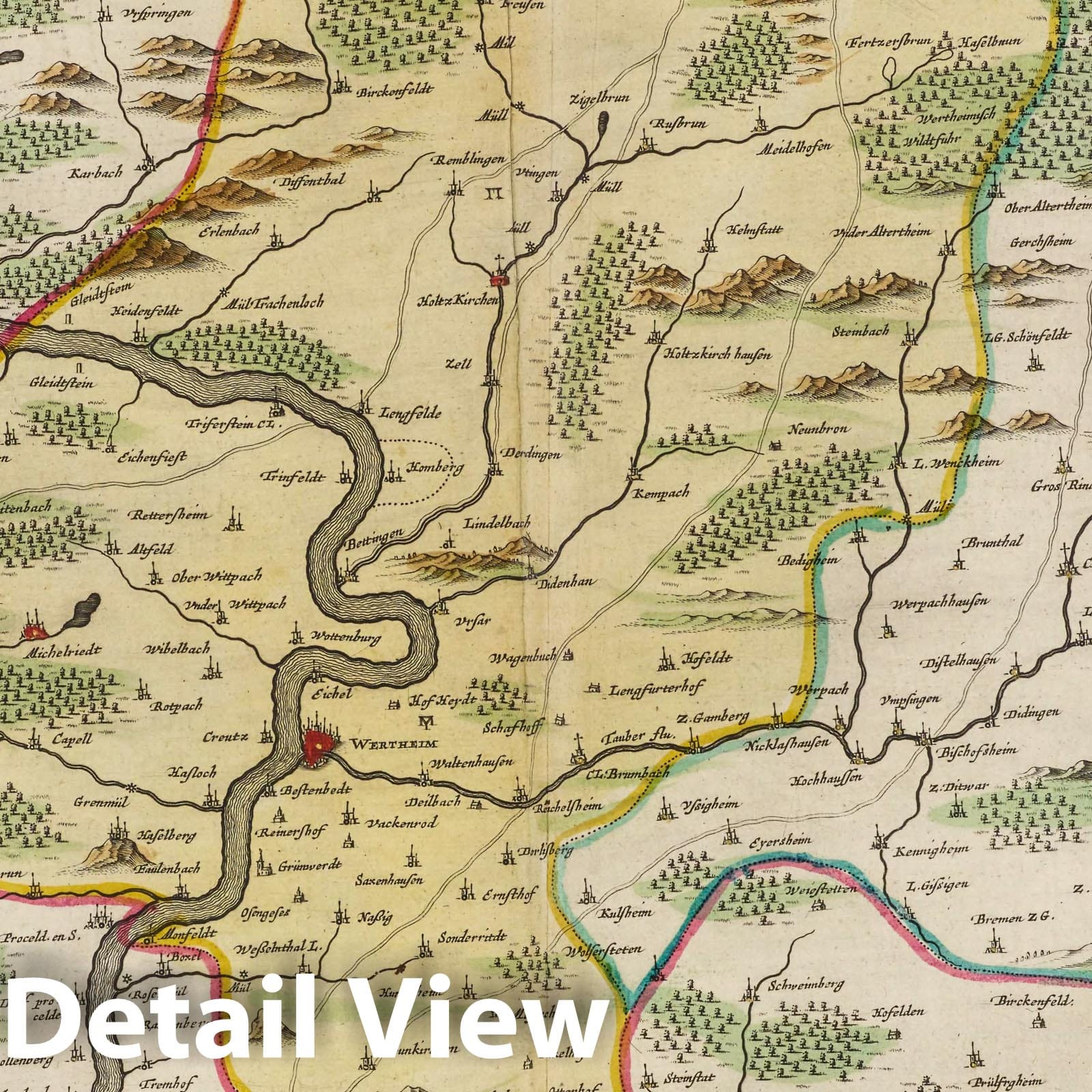 Wertheim, 1665 - Historical Map Print from Blaeu's Atlas Maior
