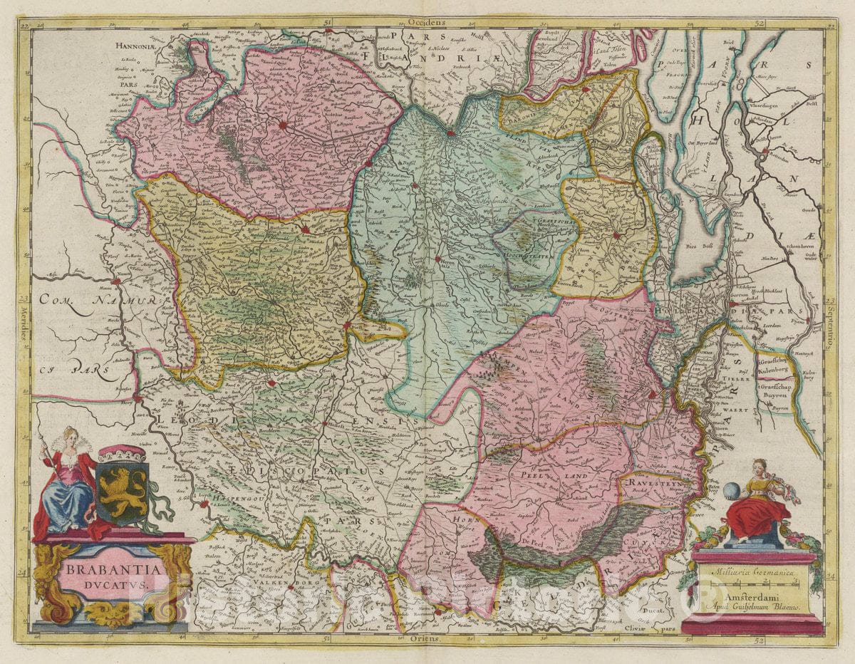 Historic Map : Belgium, Atlas Maior Sive Cosmographia Blaviana, Qua Solvm, Salvm, Coelvm, Accvratissime Describvntvr. Brabantia Dvcatvs, Atlas, Vintage Wall Art