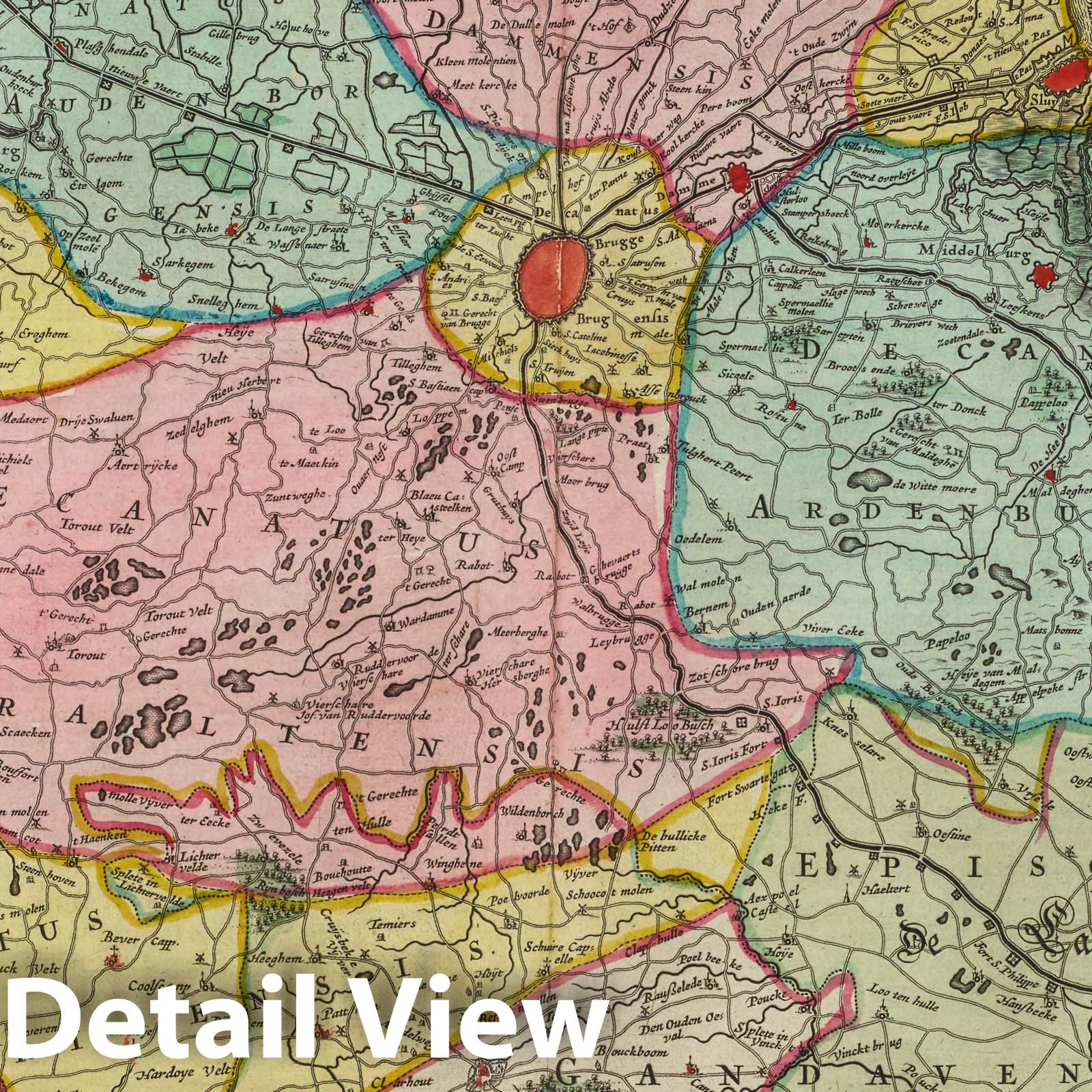 Diocese of Bruges, 1665 - Historical Map Print
