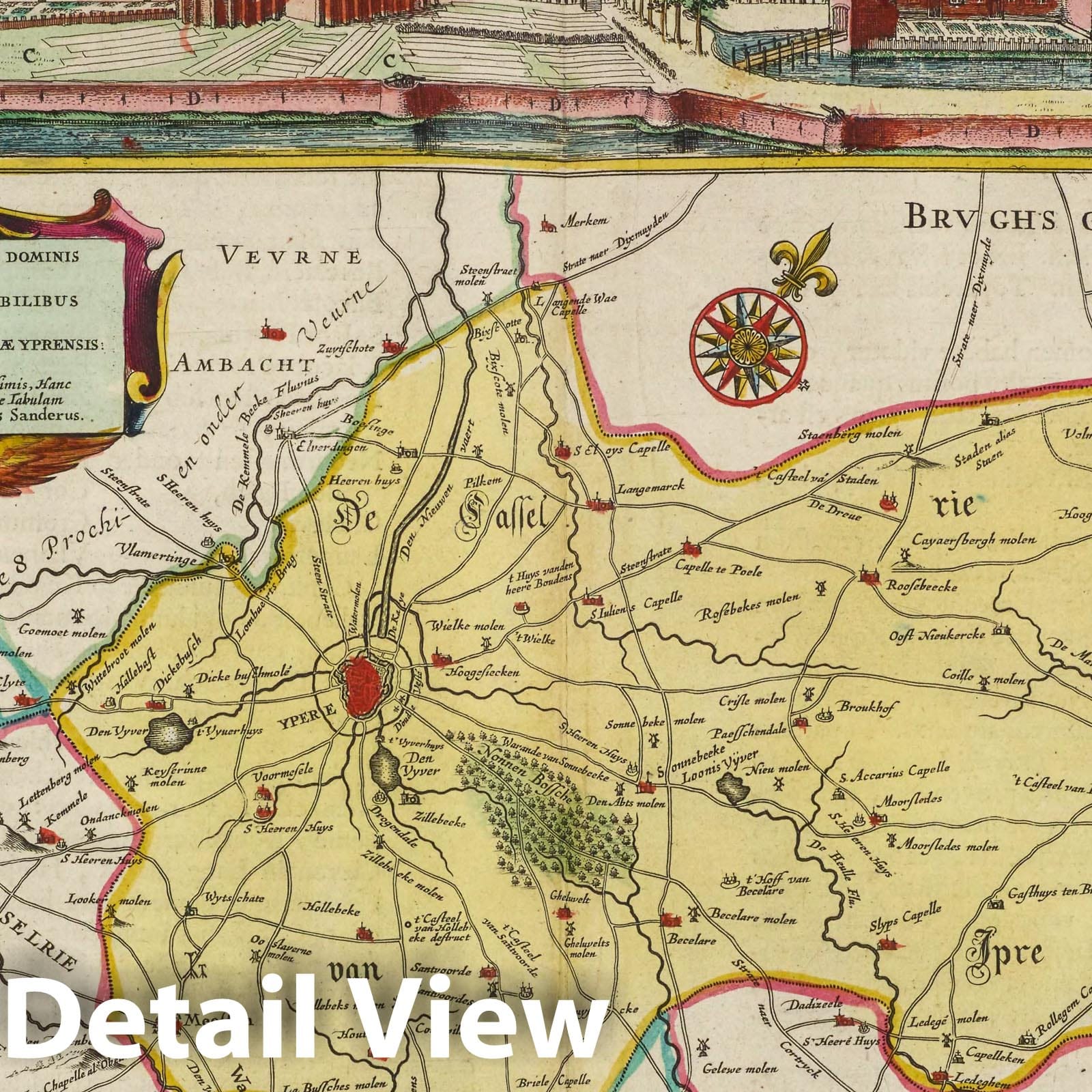 Ypres, 1665 - Historical Map Print from Blaeu's Atlas Maior